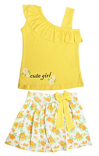 

POMY JINNY Girl Cotton Top Bottom Set - Yellow White
