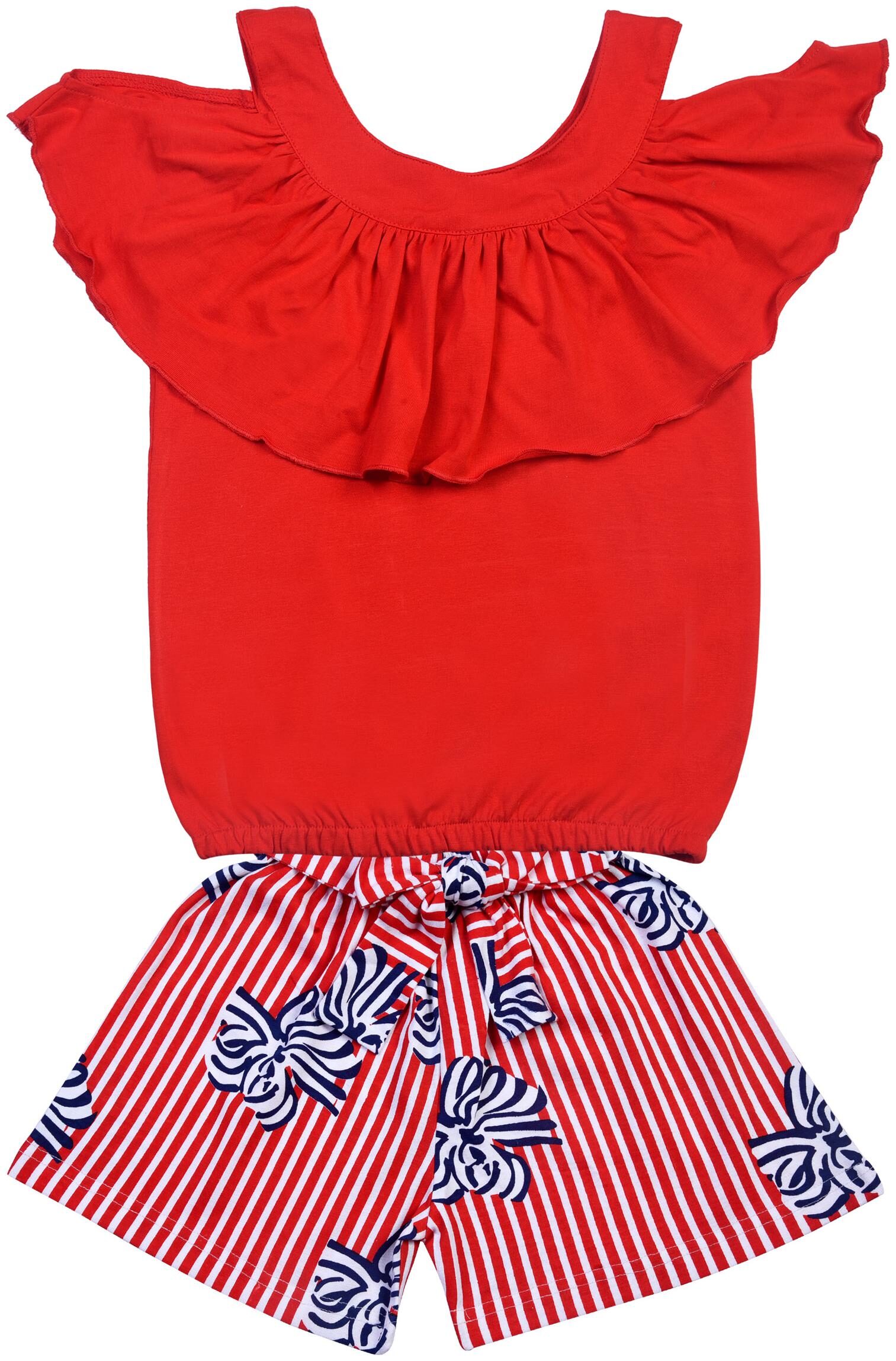 

POMY JINNY Girl Cotton Top Bottom Set - Red