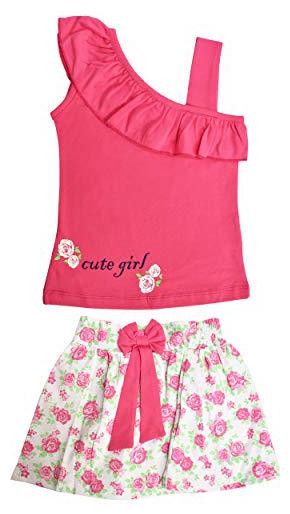 

POMY JINNY Girl Cotton Top Bottom Set - Pink White