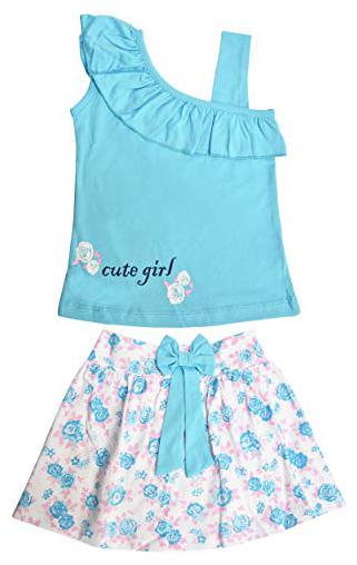 

POMY JINNY Girl Cotton Top Bottom Set - Blue White
