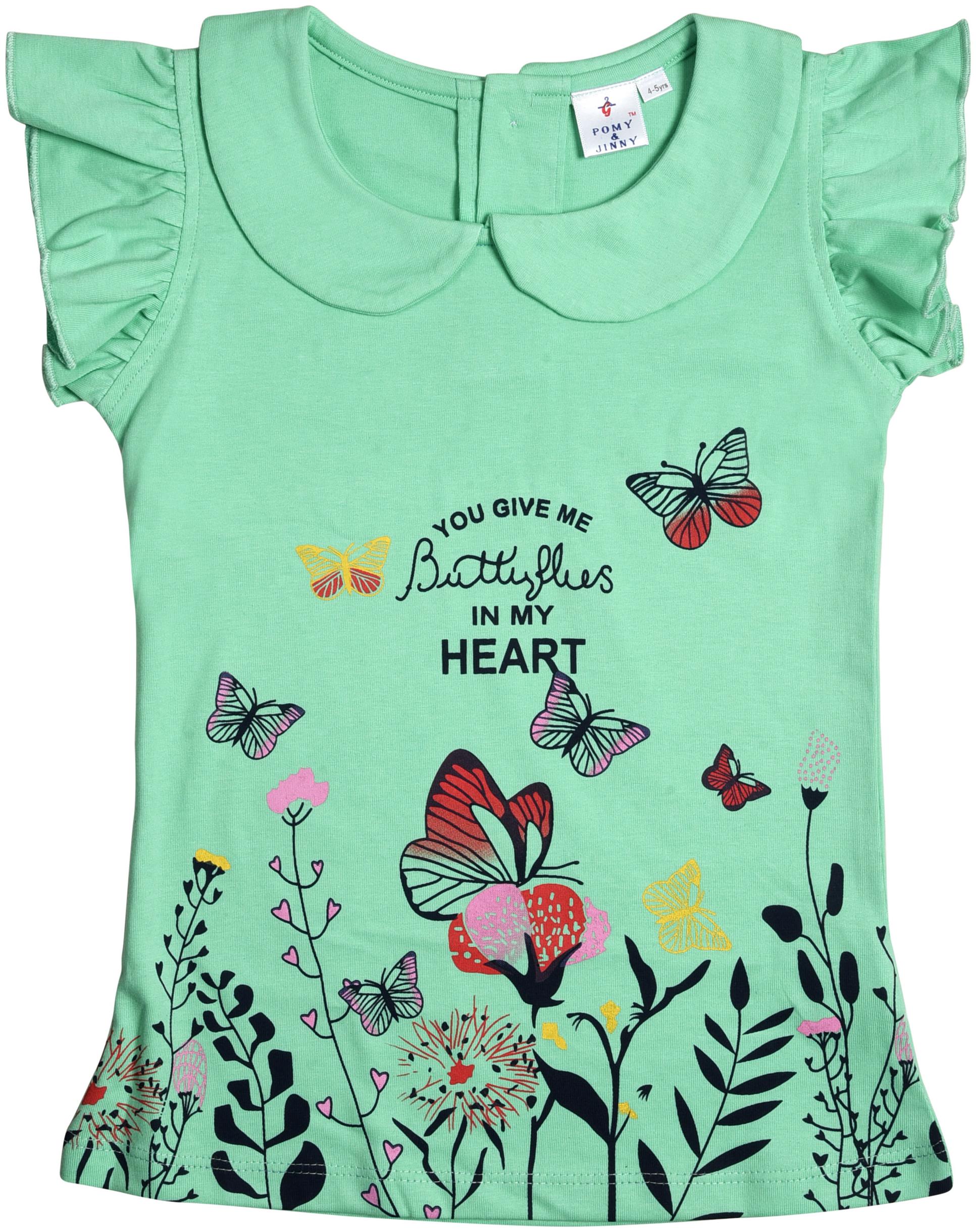 

POMY JINNY Girl Cotton Printed Top - Green