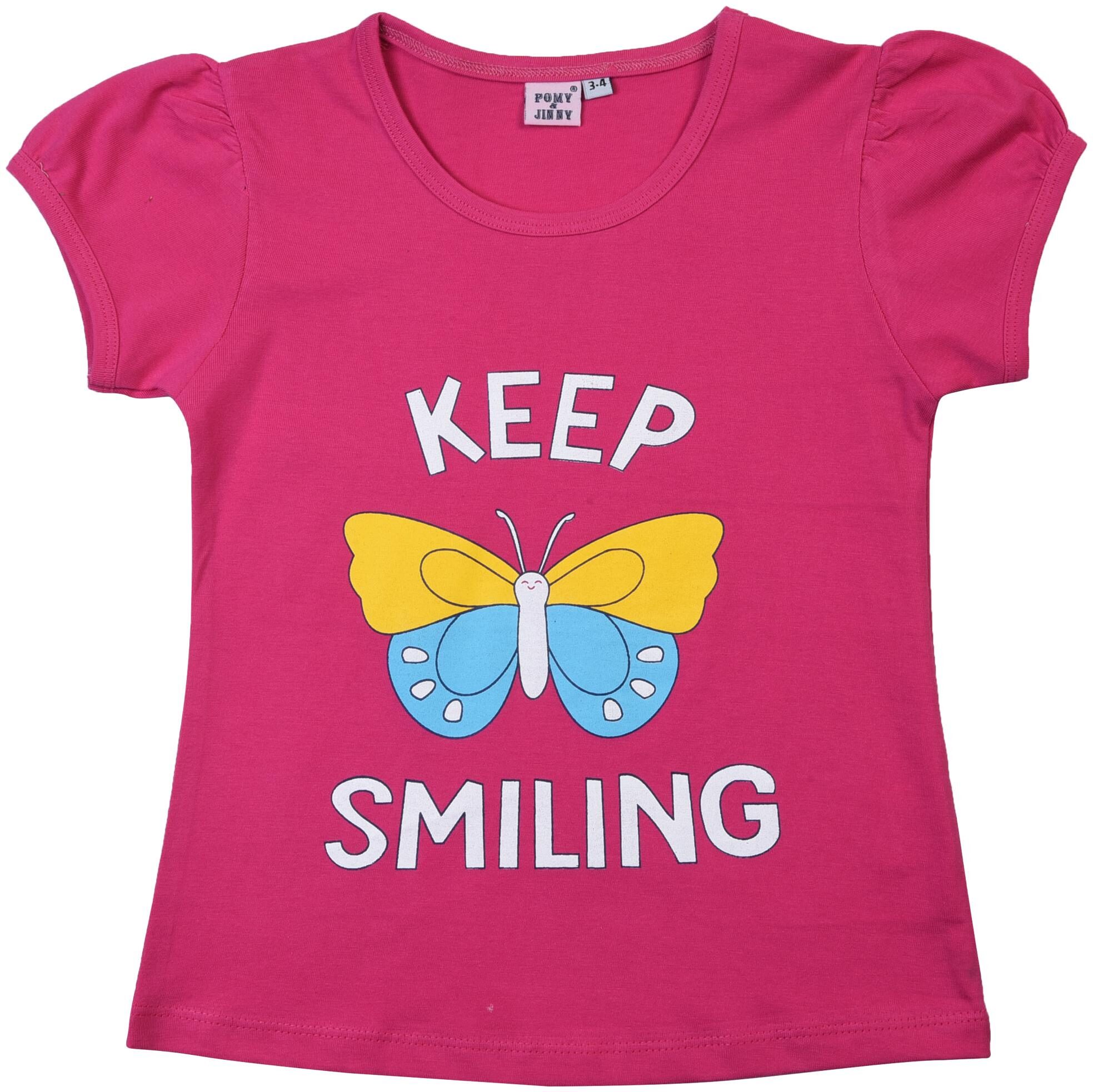 

POMY JINNY Girl Cotton Printed Top - Pink