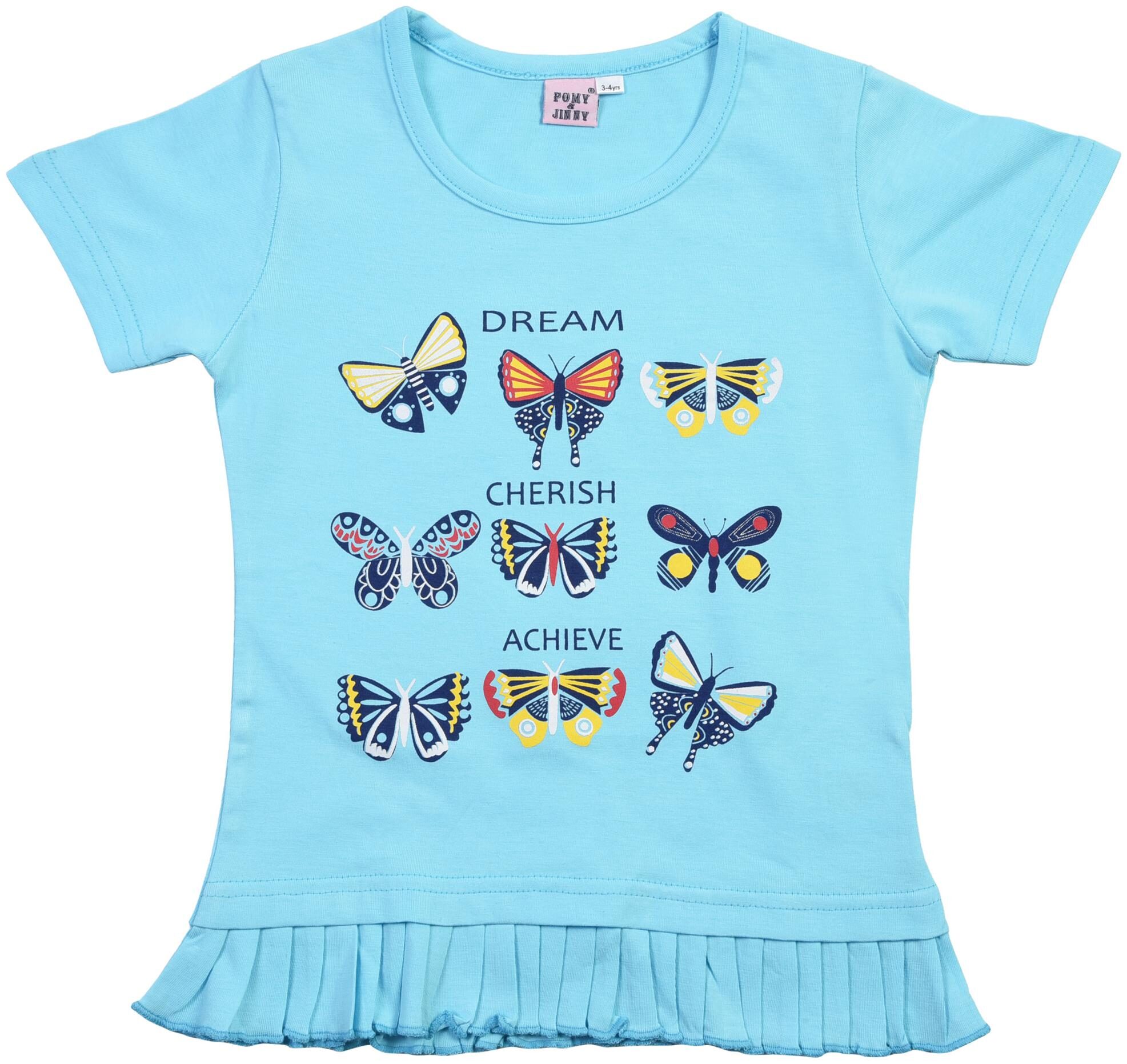 

POMY JINNY Girl Cotton Printed Top - Blue