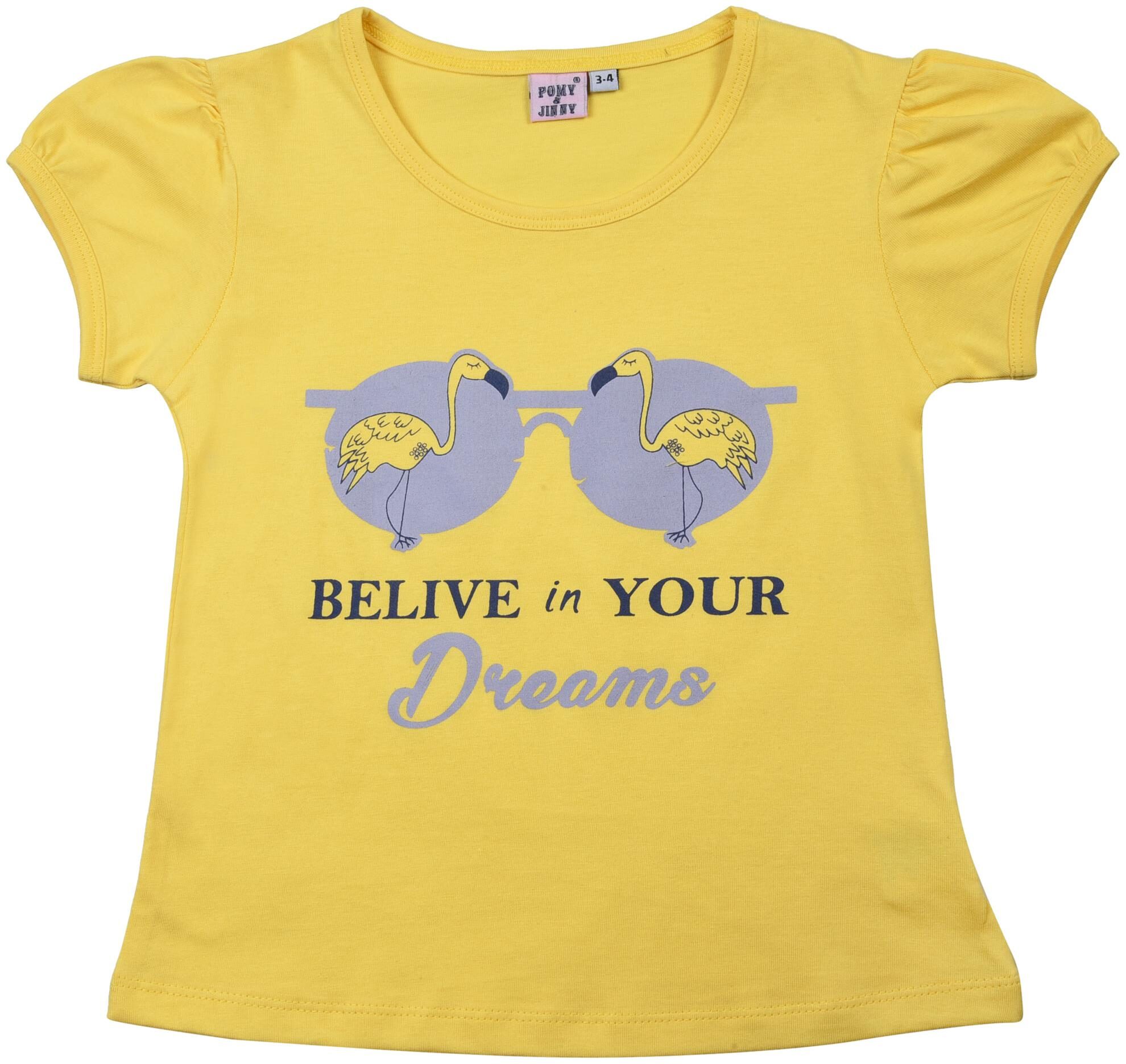 

POMY JINNY Girl Cotton Printed Top - Yellow