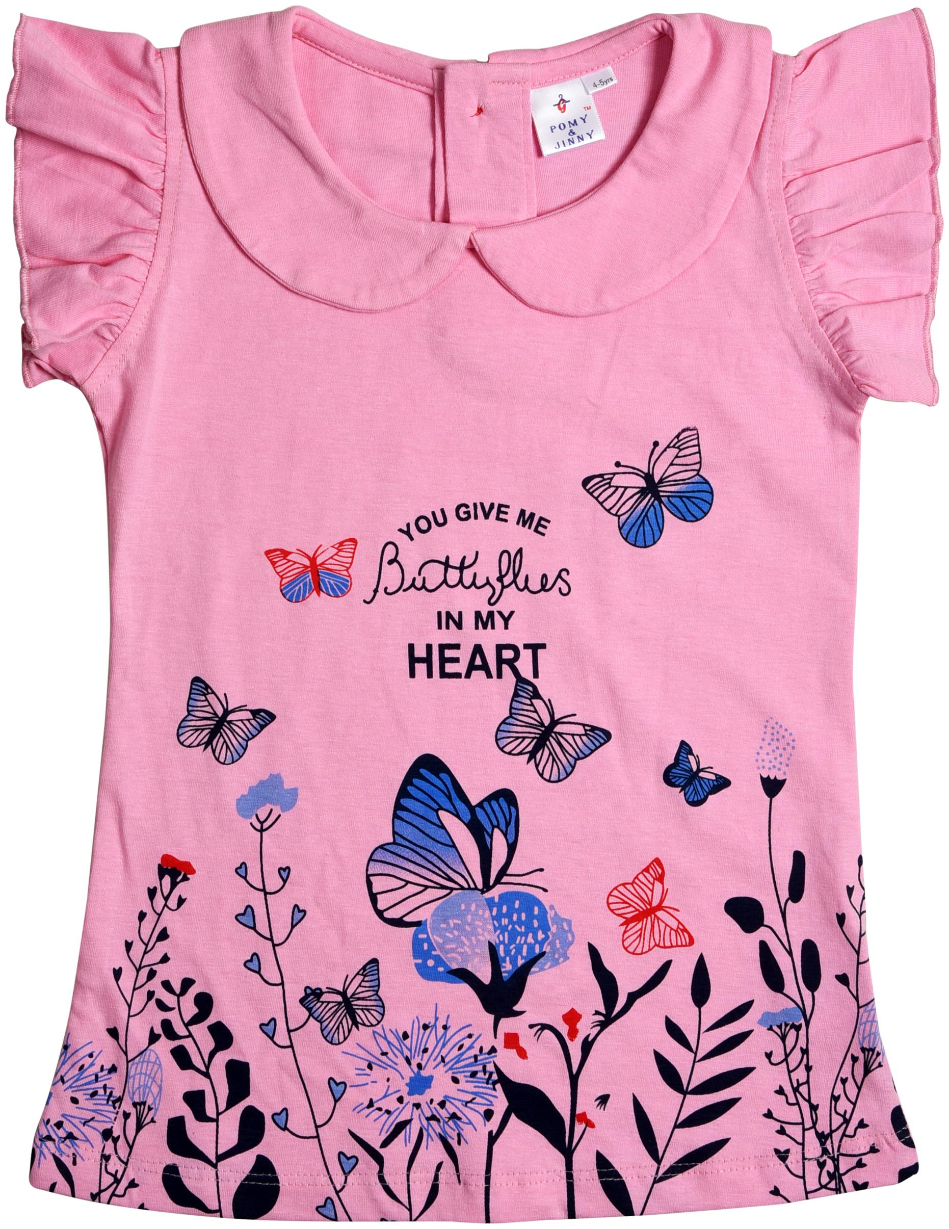 

POMY JINNY Girl Cotton Printed Top - Pink