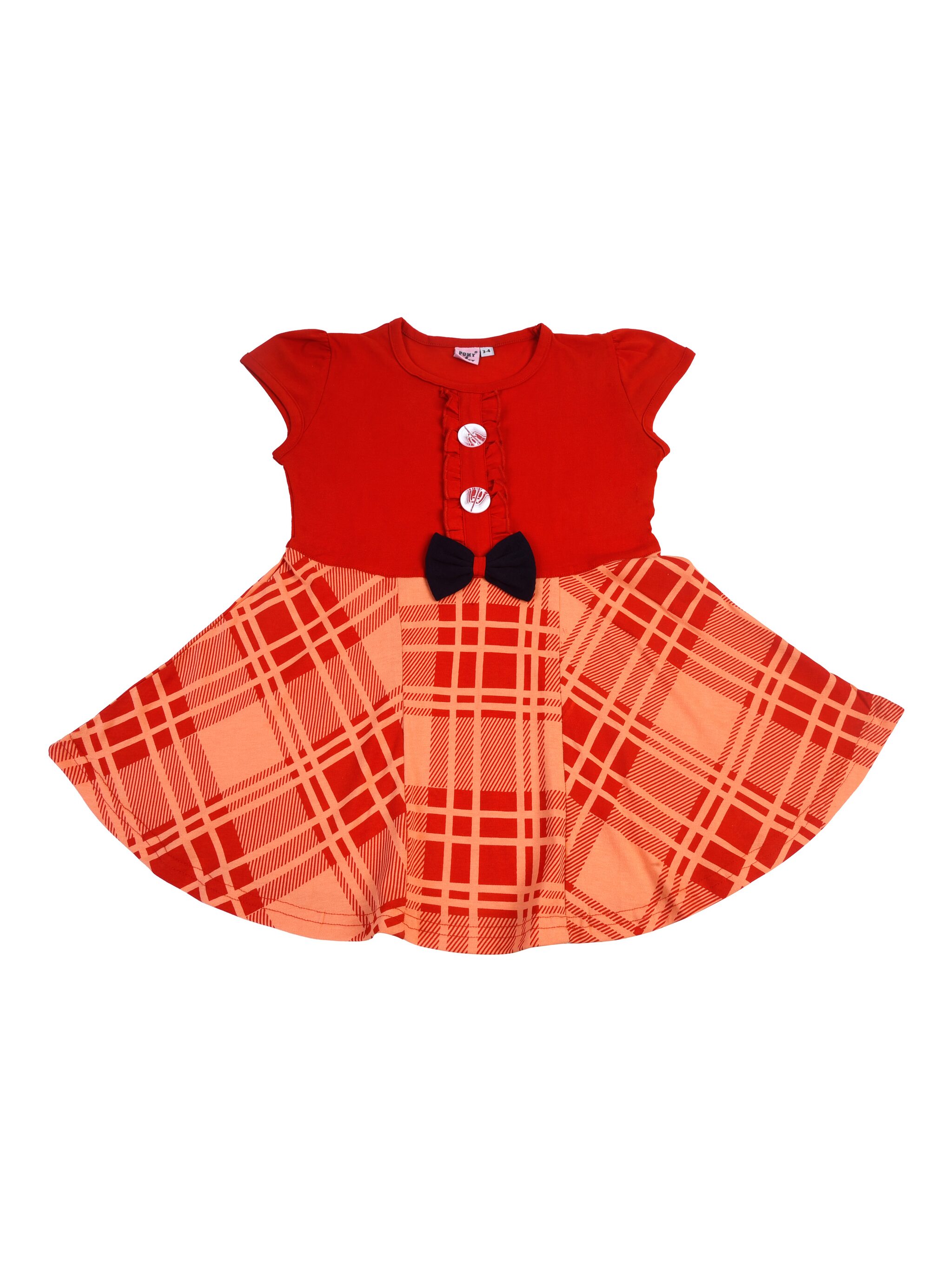 

POMY JINNY Red Cotton Short Sleeves Knee Length Princess Frock ( Pack of 1 )