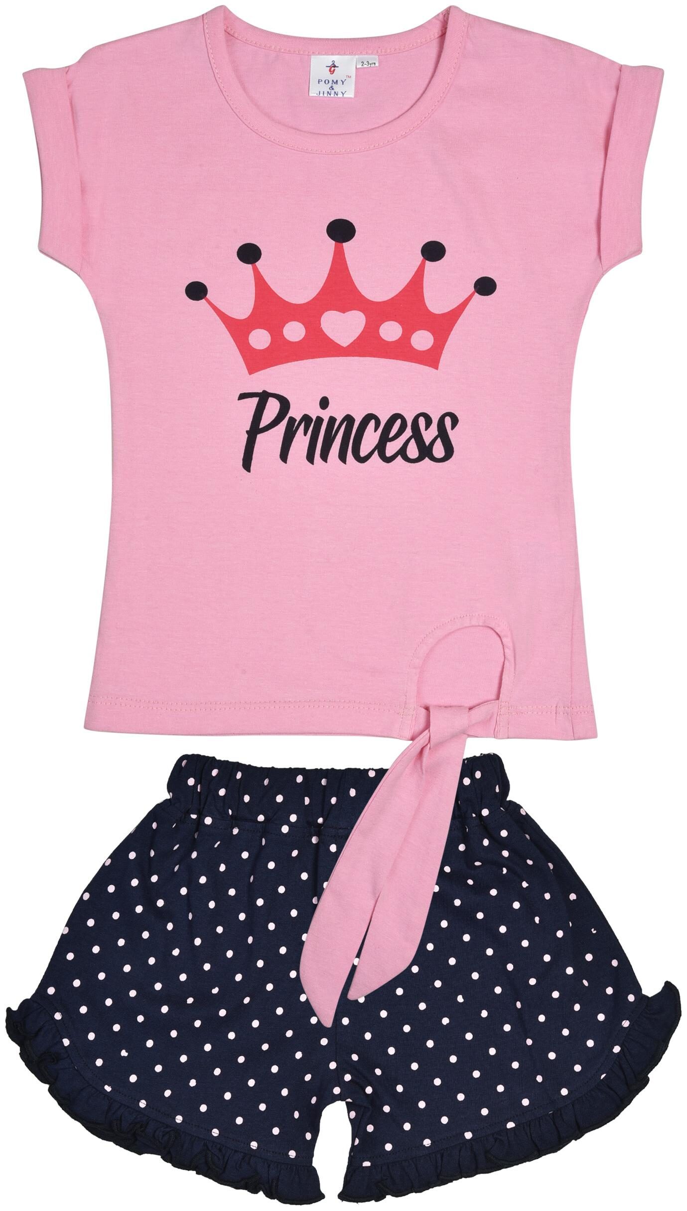 

POMY JINNY Girl Cotton Top Bottom Set - Pink Black
