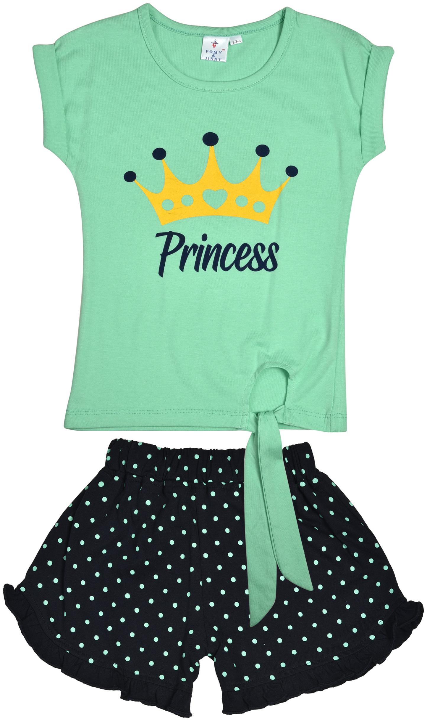

POMY JINNY Girl Cotton Top Bottom Set - Green Black
