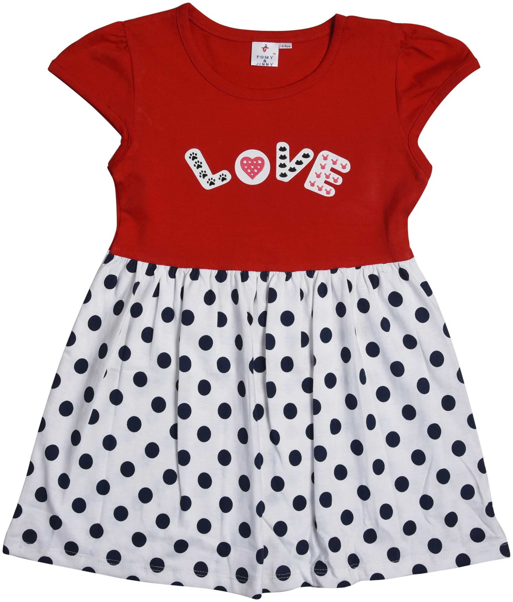 

POMY JINNY Red Cotton Sleeveless Above Knee Princess Frock ( Pack of 1 )