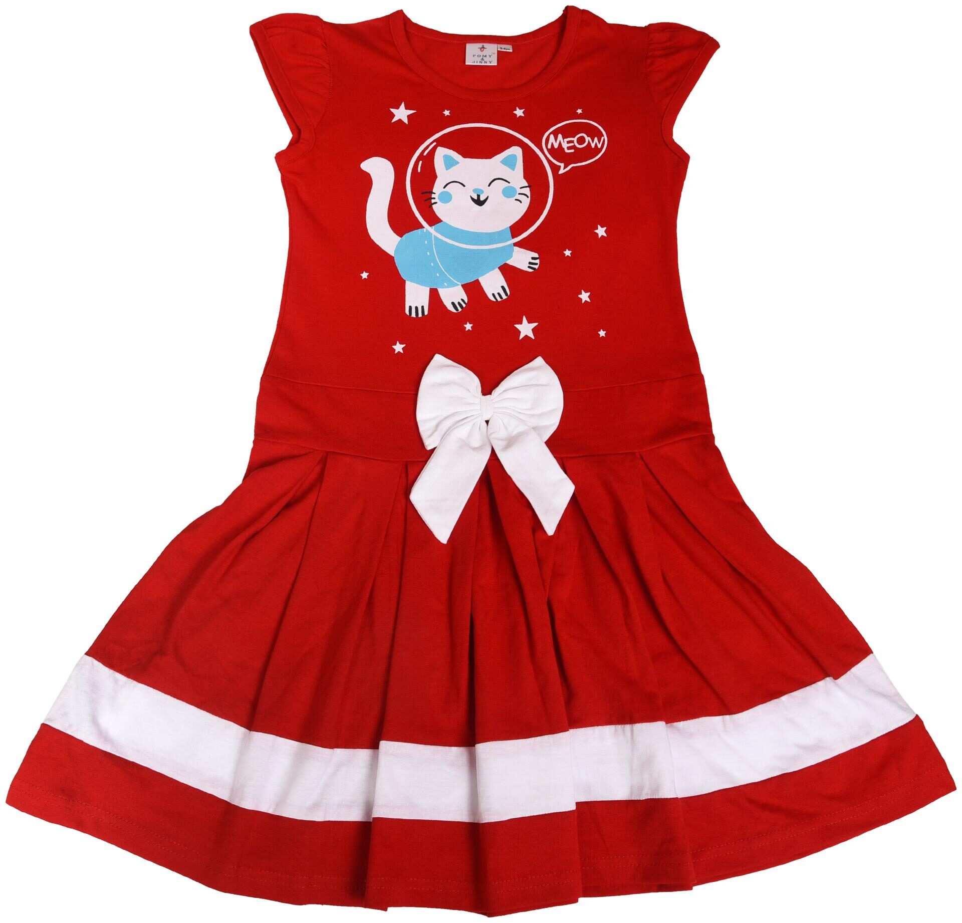 

POMY JINNY Red Cotton Sleeveless Above Knee Princess Frock ( Pack of 1 )