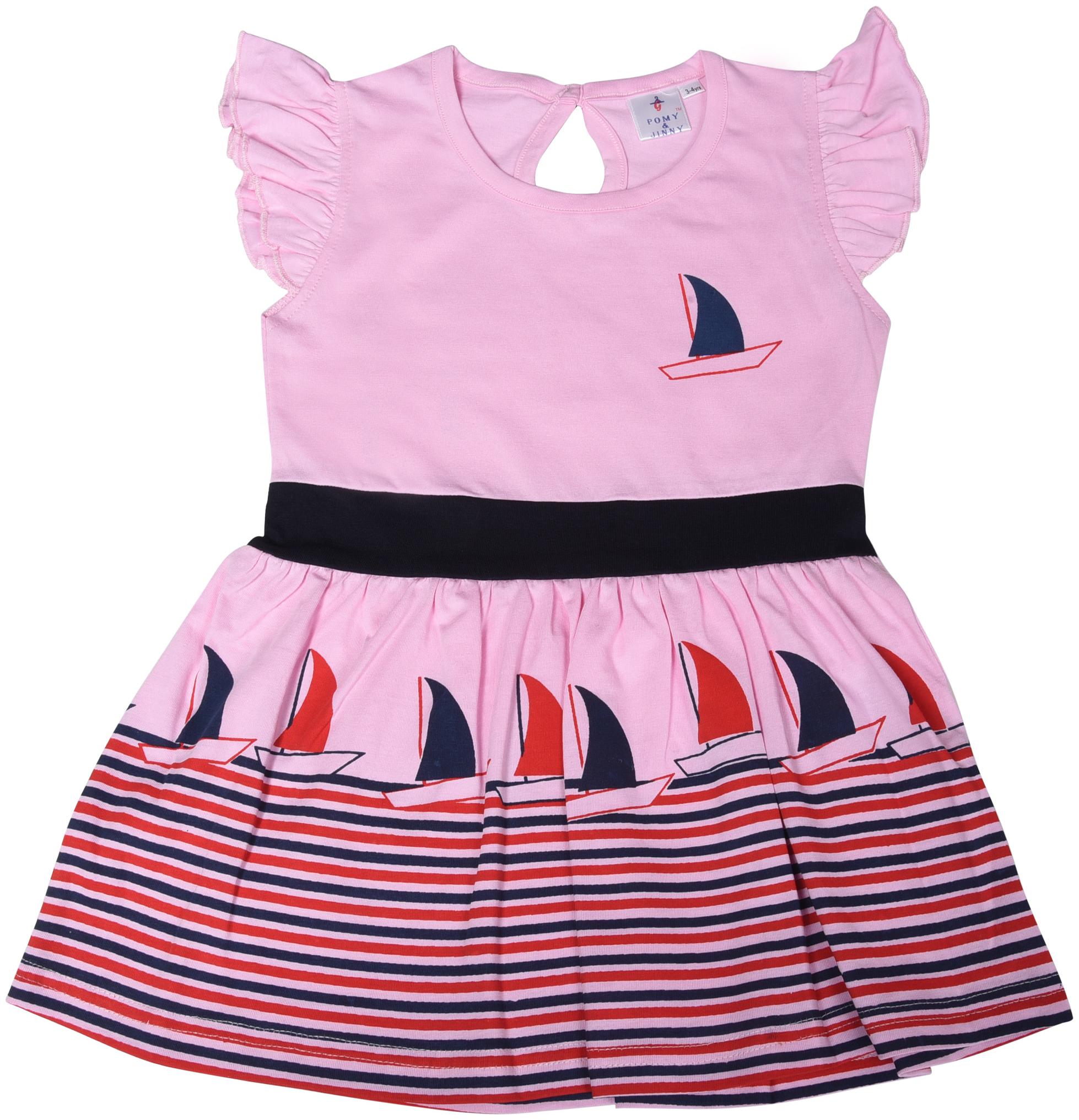 

POMY JINNY Pink Cotton Sleeveless Above Knee Princess Frock ( Pack of 1 )