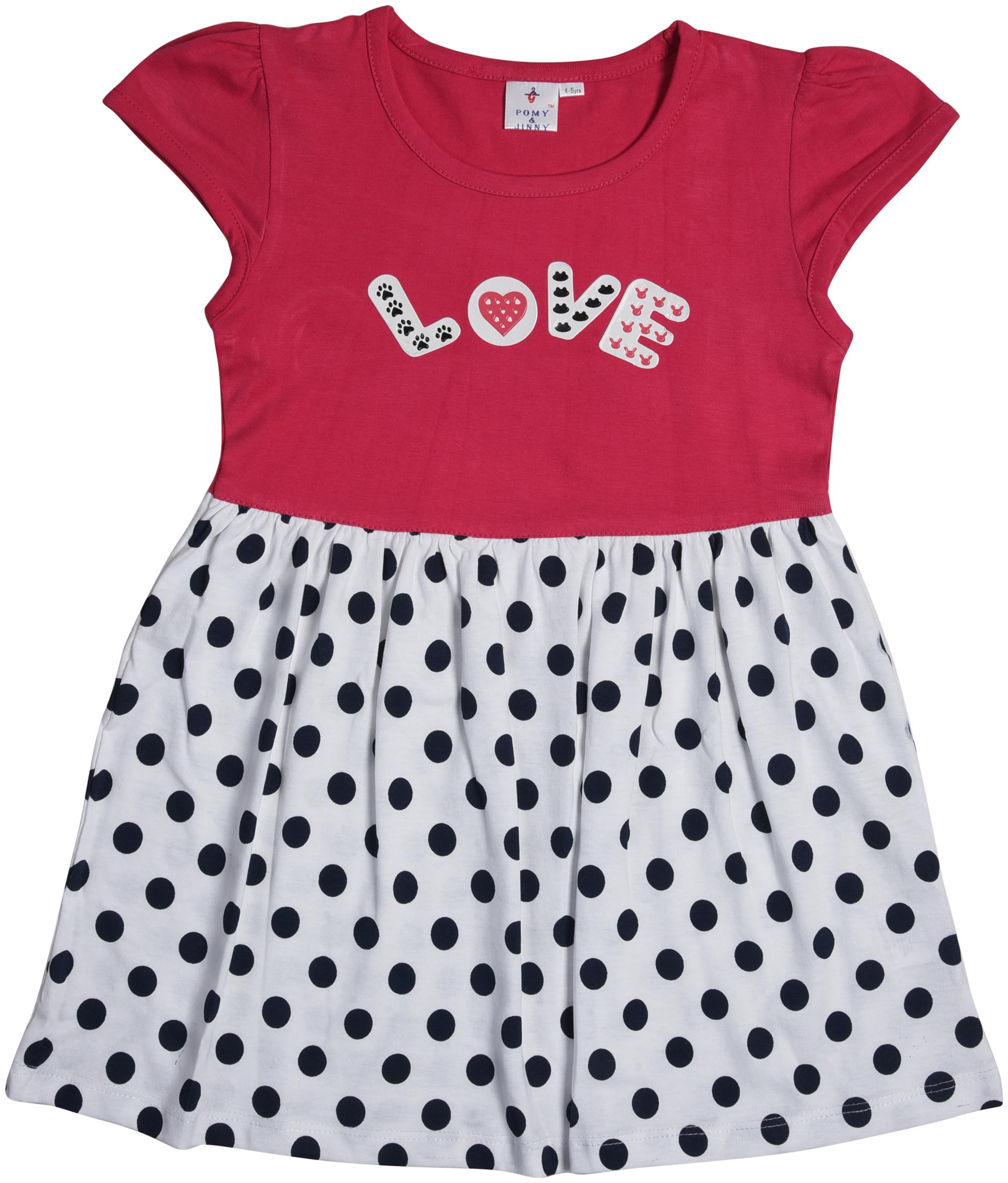 

POMY JINNY Pink Cotton Sleeveless Above Knee Princess Frock ( Pack of 1 )