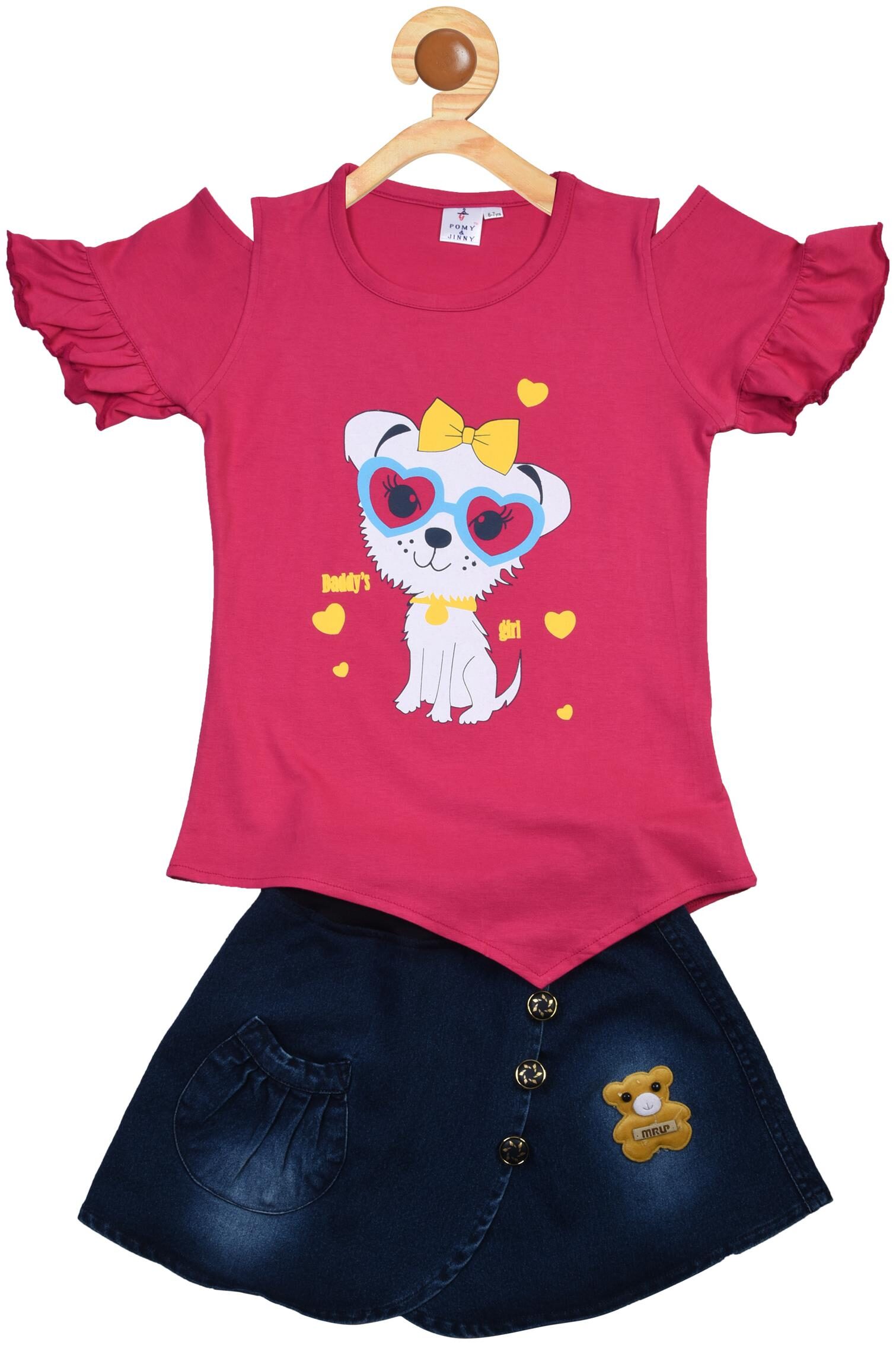 

POMY JINNY Girl Cotton Top Bottom Set - Pink Blue