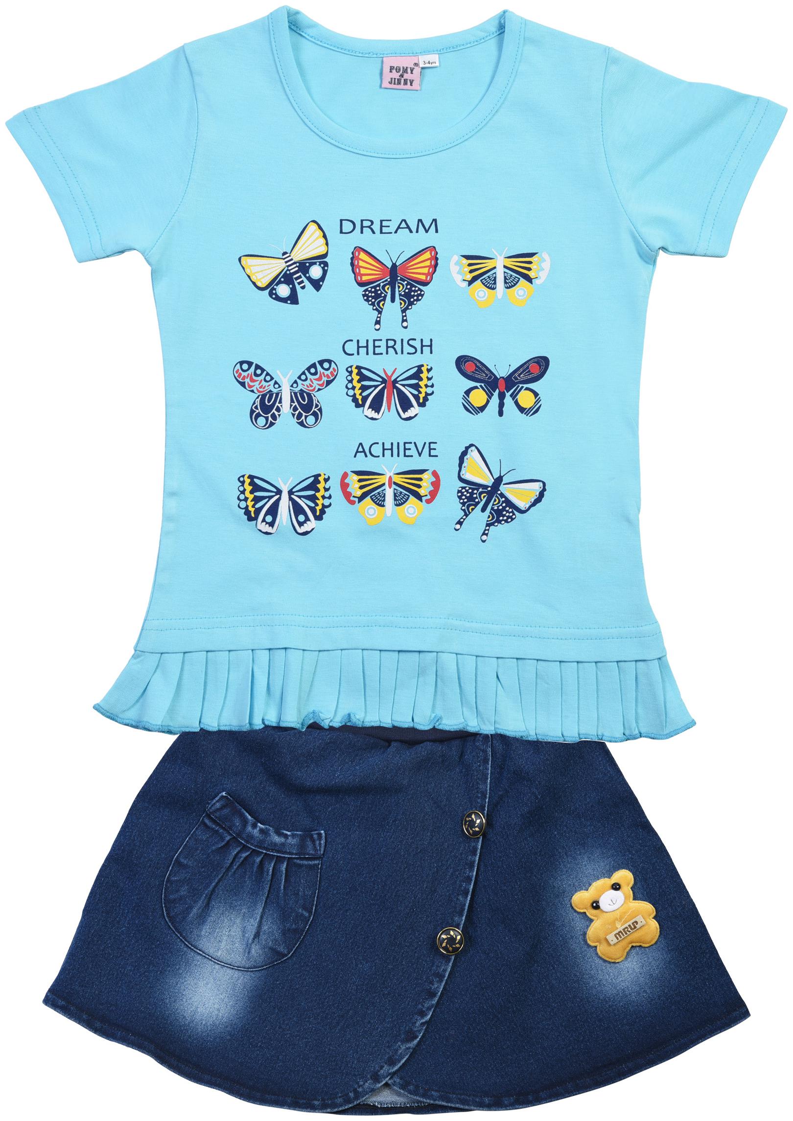 

POMY JINNY Girl Cotton Top Bottom Set - Blue