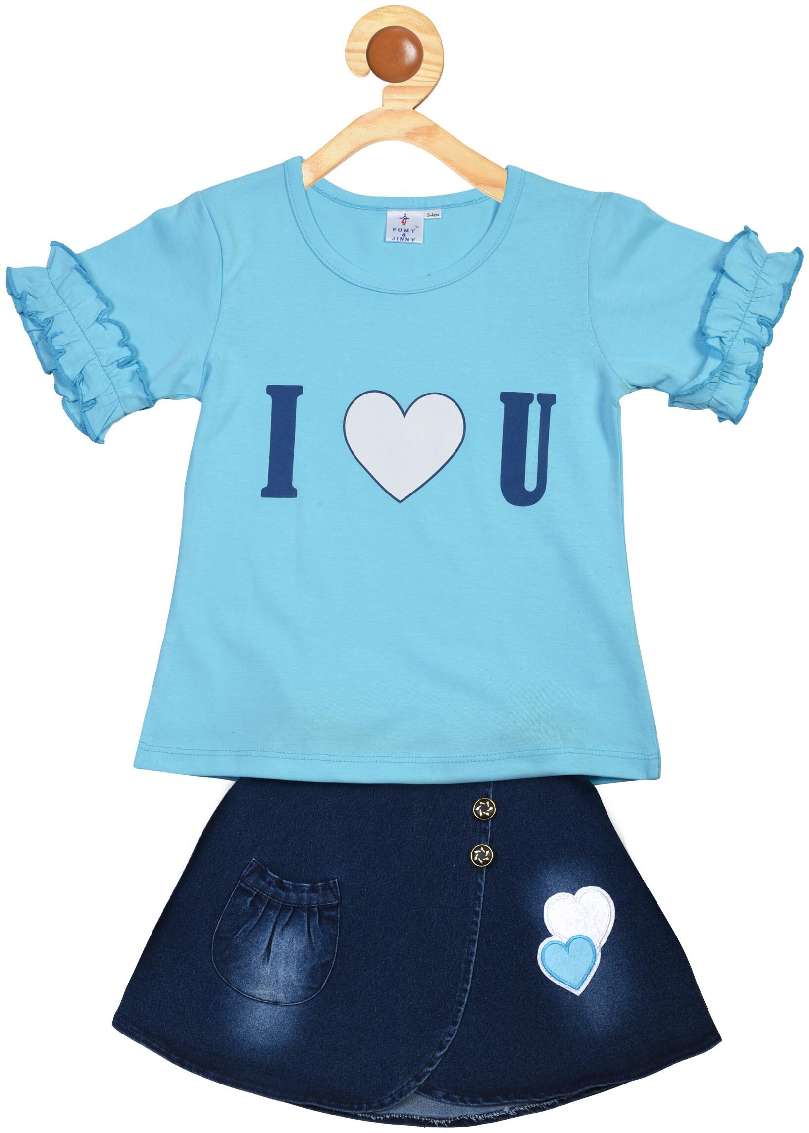 

POMY JINNY Girl Cotton Top Bottom Set - Blue