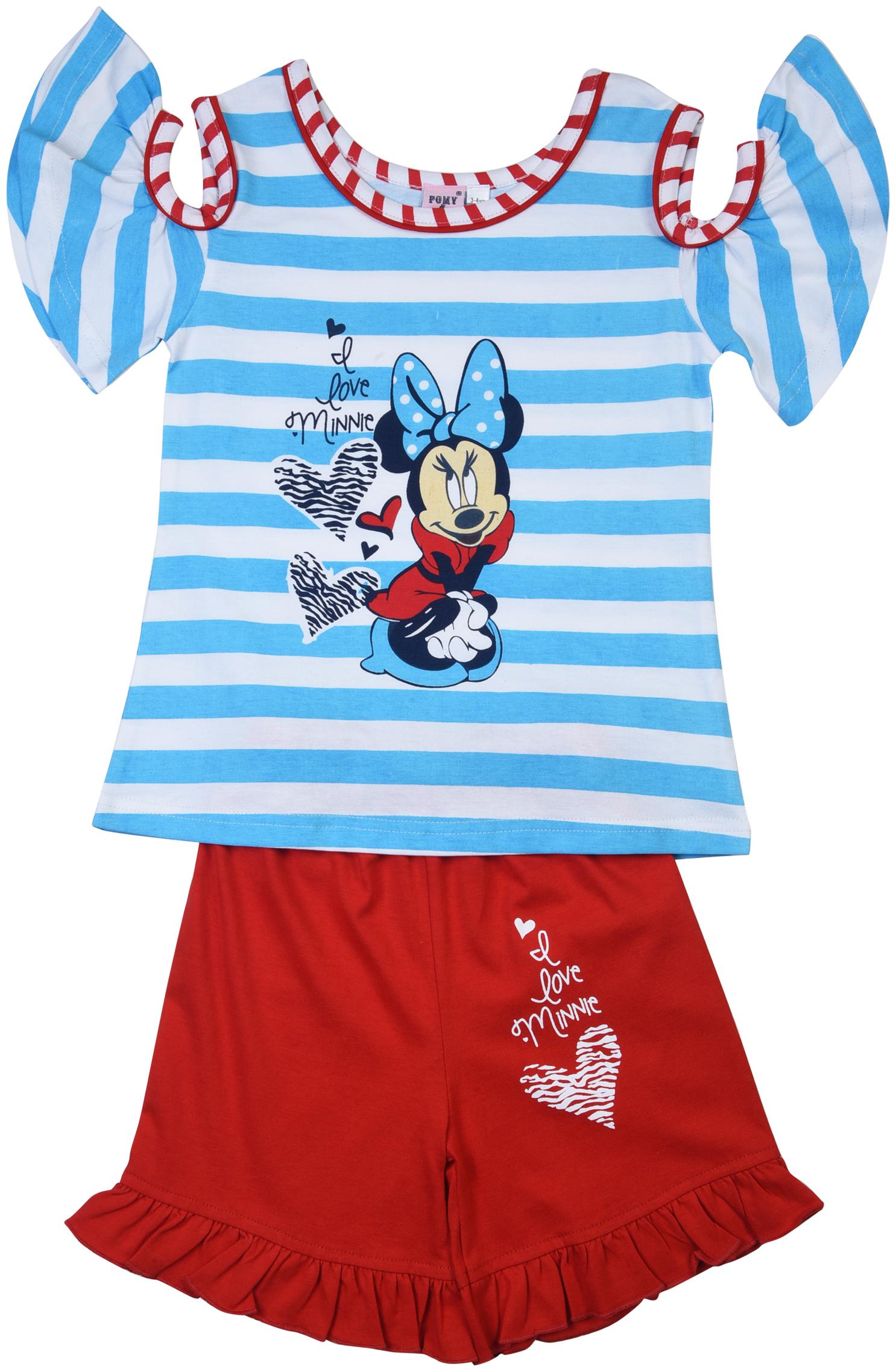

POMY JINNY Girl Cotton Top Bottom Set - Blue Red