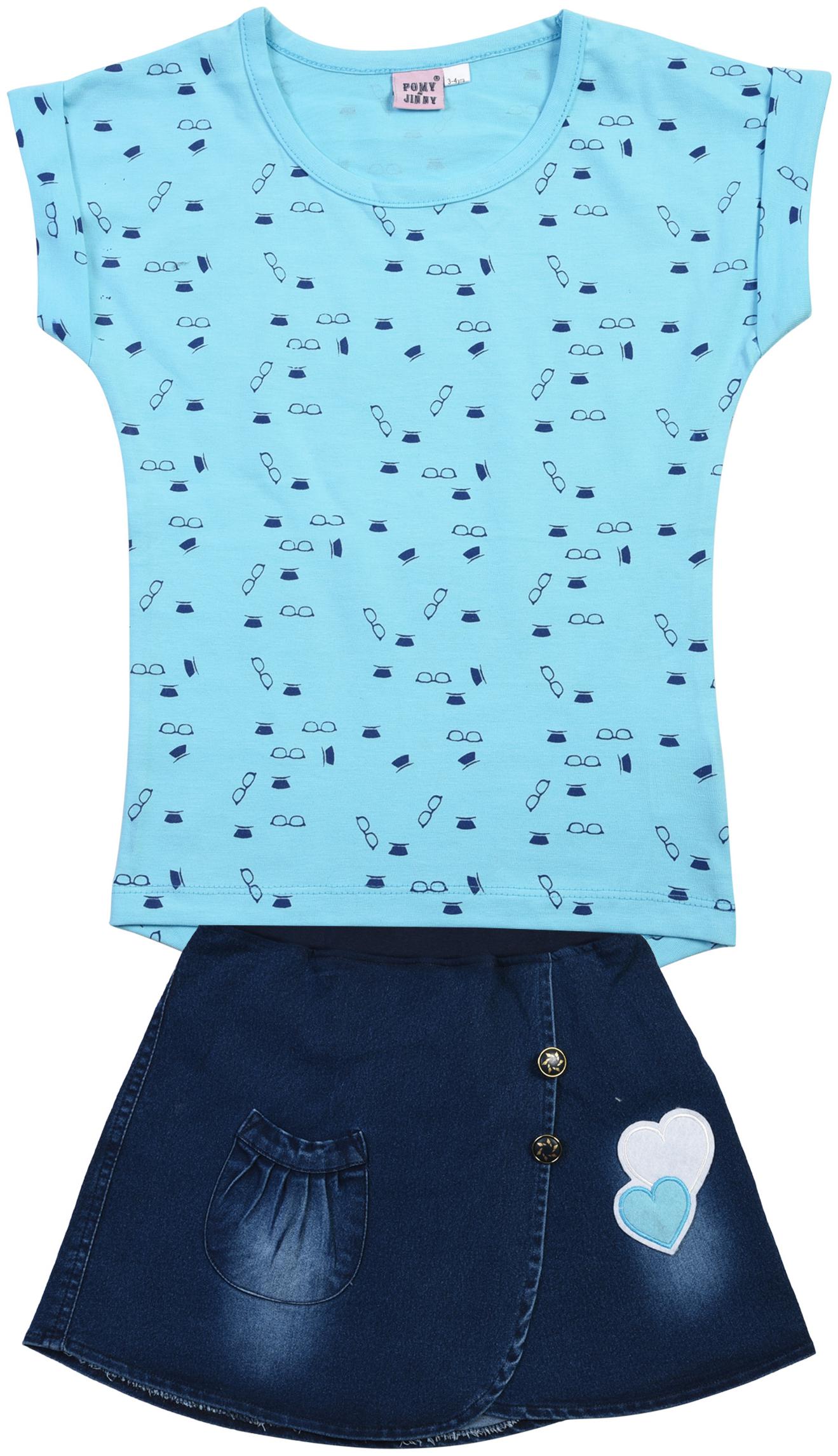 

POMY JINNY Girl Cotton Top Bottom Set - Blue