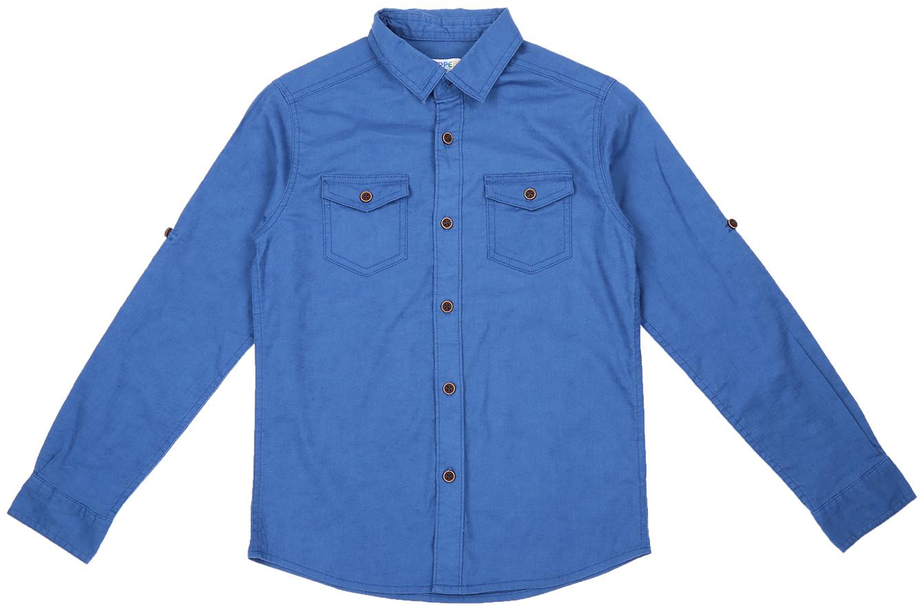 

Poppers by Pantaloons Boy Cotton Solid Shirt Blue