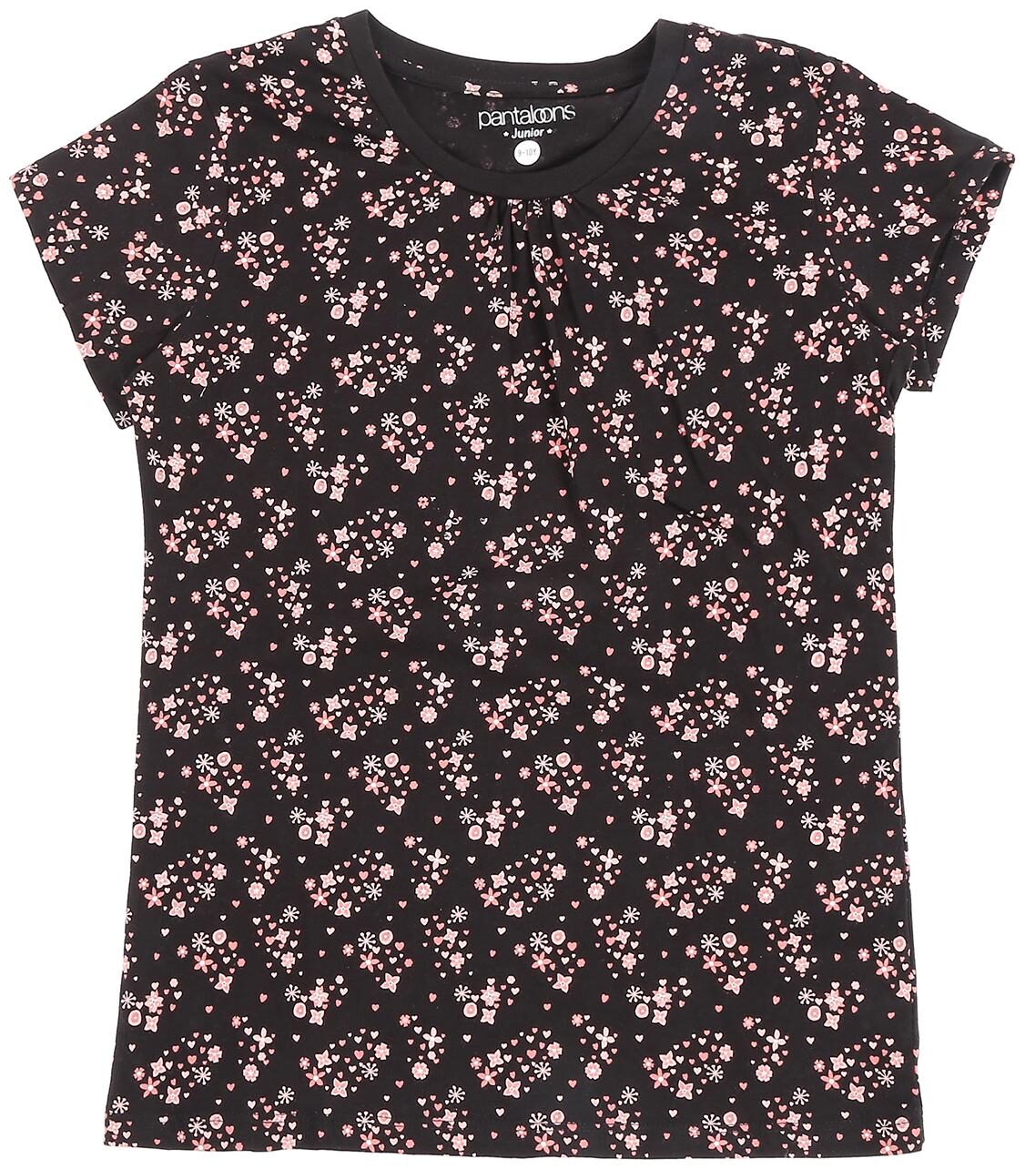 

Poppers by Pantaloons Girl Cotton Printed T shirt - Black