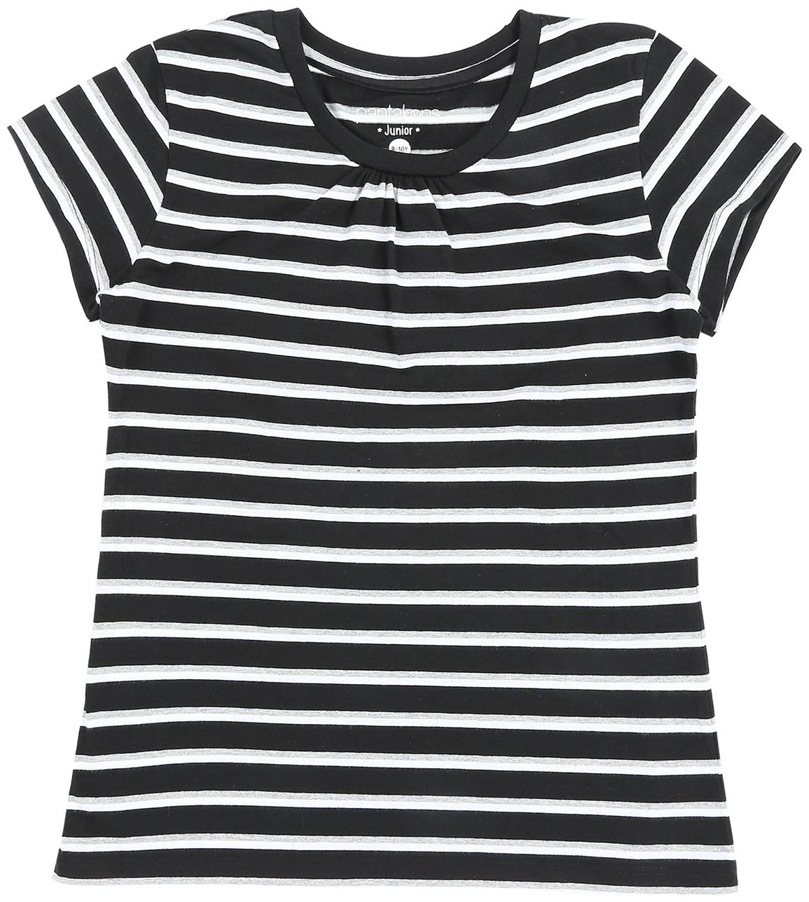 

Poppers by Pantaloons Girl Cotton Striped T shirt - Black