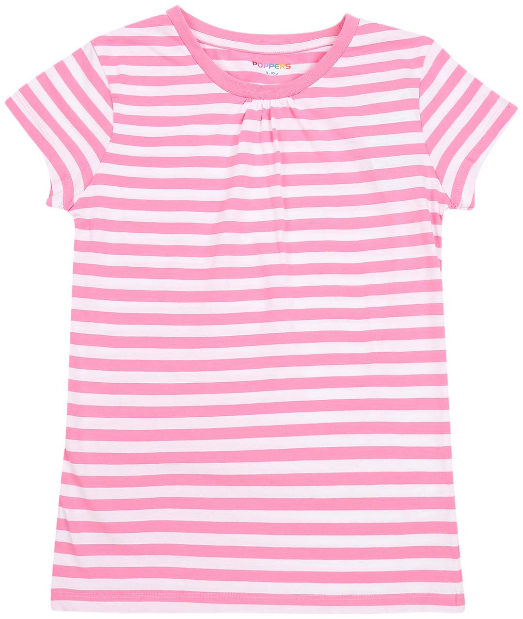 

Poppers by Pantaloons Girl Cotton Striped T shirt - Pink