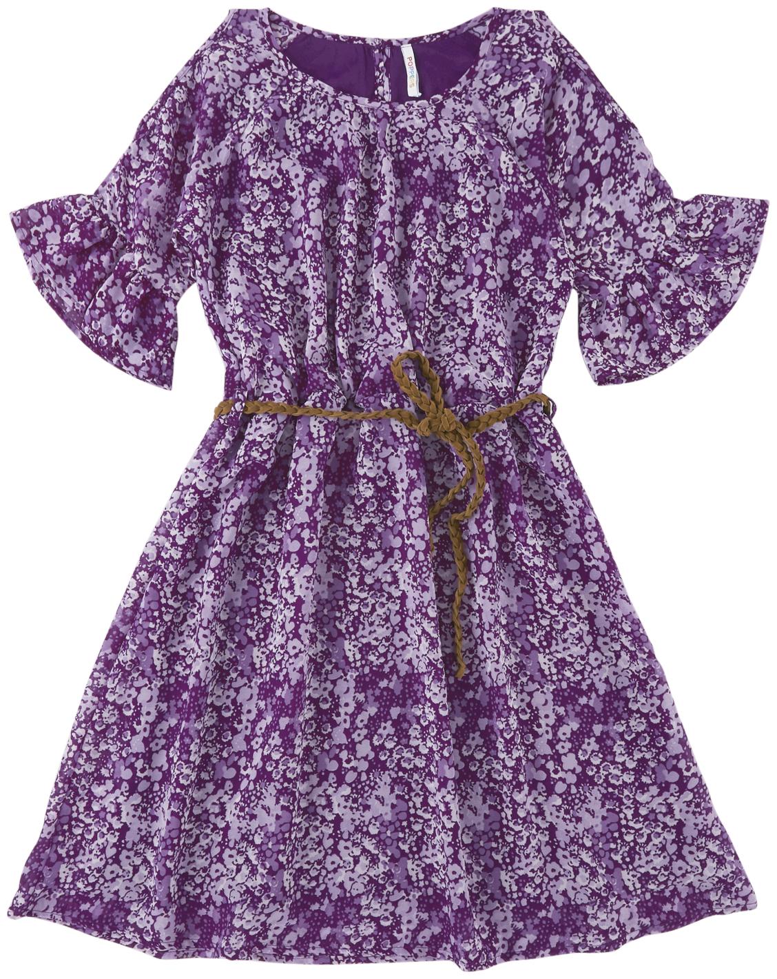 

Poppers by Pantaloons Purple Georgette 3 4th Sleeves Knee Length Princess Frock ( Pack of 1 )