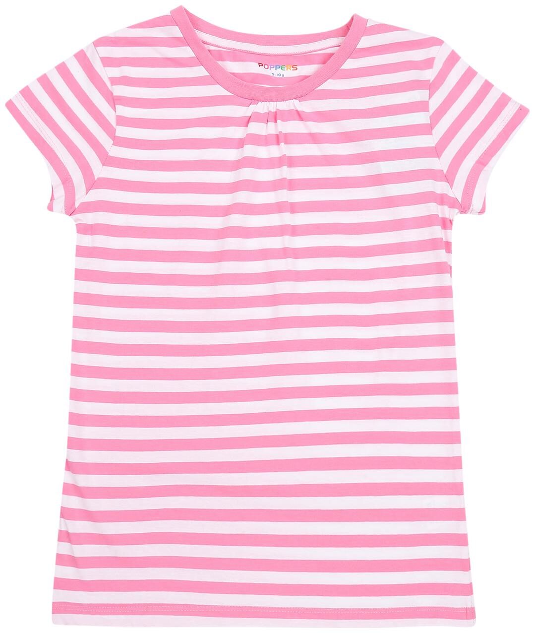 

Poppers by Pantaloons Girl Cotton Striped T shirt - Pink