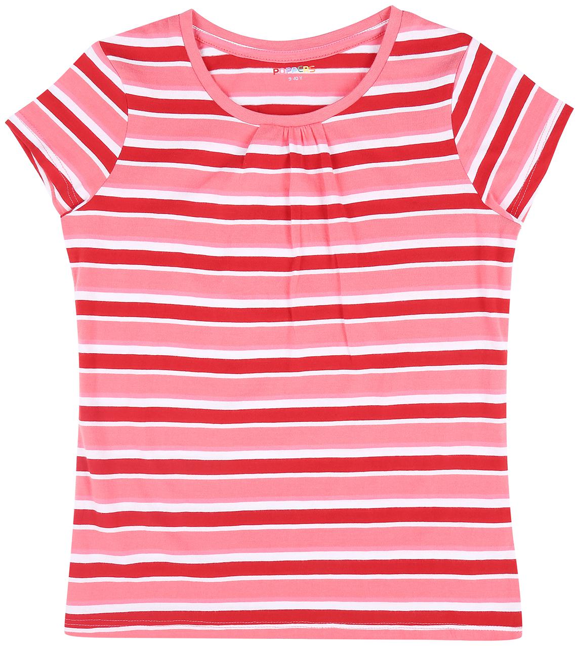 

Poppers by Pantaloons Girl Cotton Striped T shirt - Red