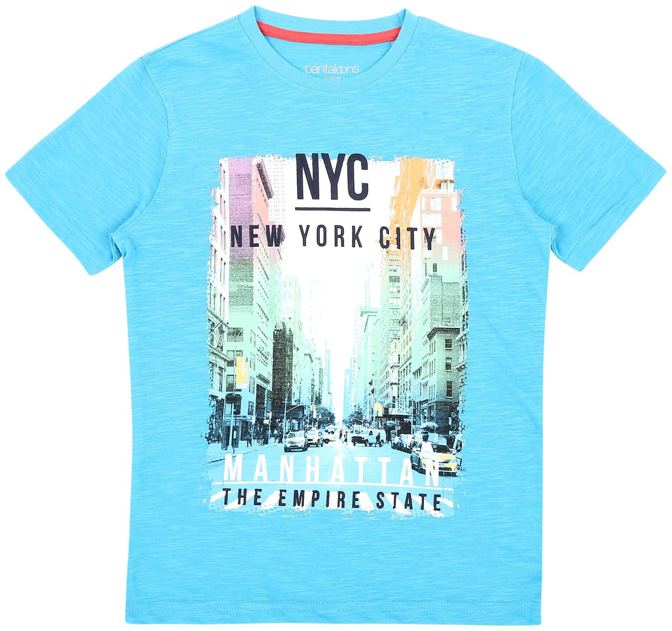

Pantaloons Junior Boy Cotton Printed T-shirt - Blue