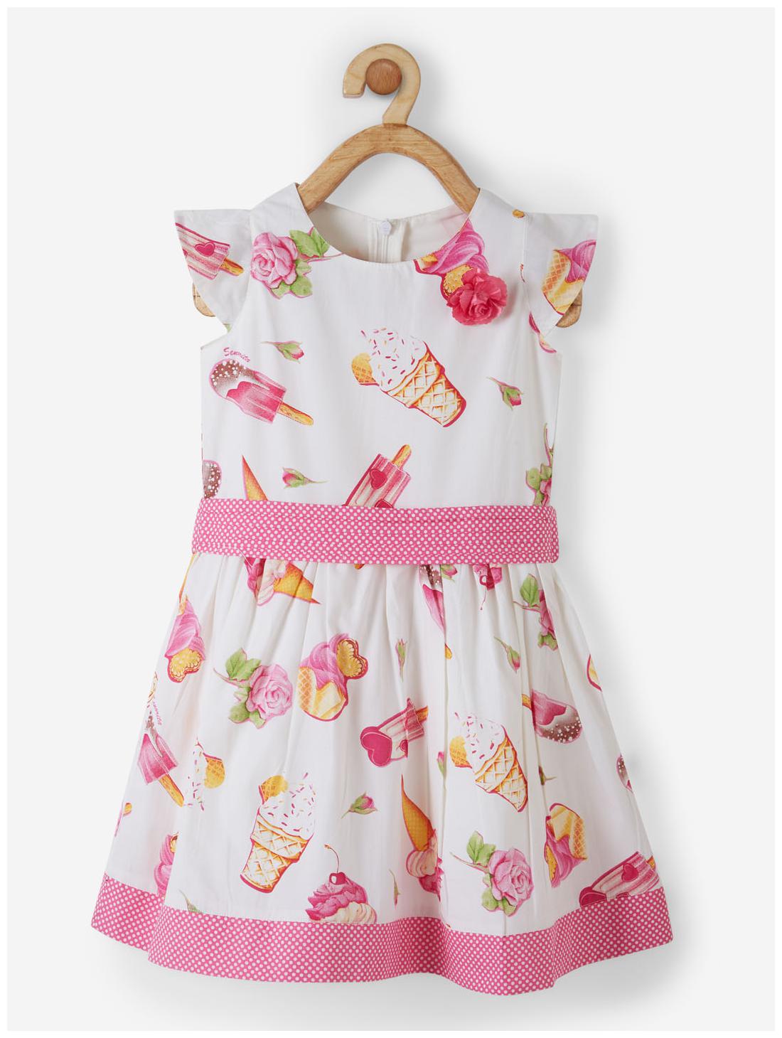 

Powderfly Baby girl Cotton Floral Princess frock - White