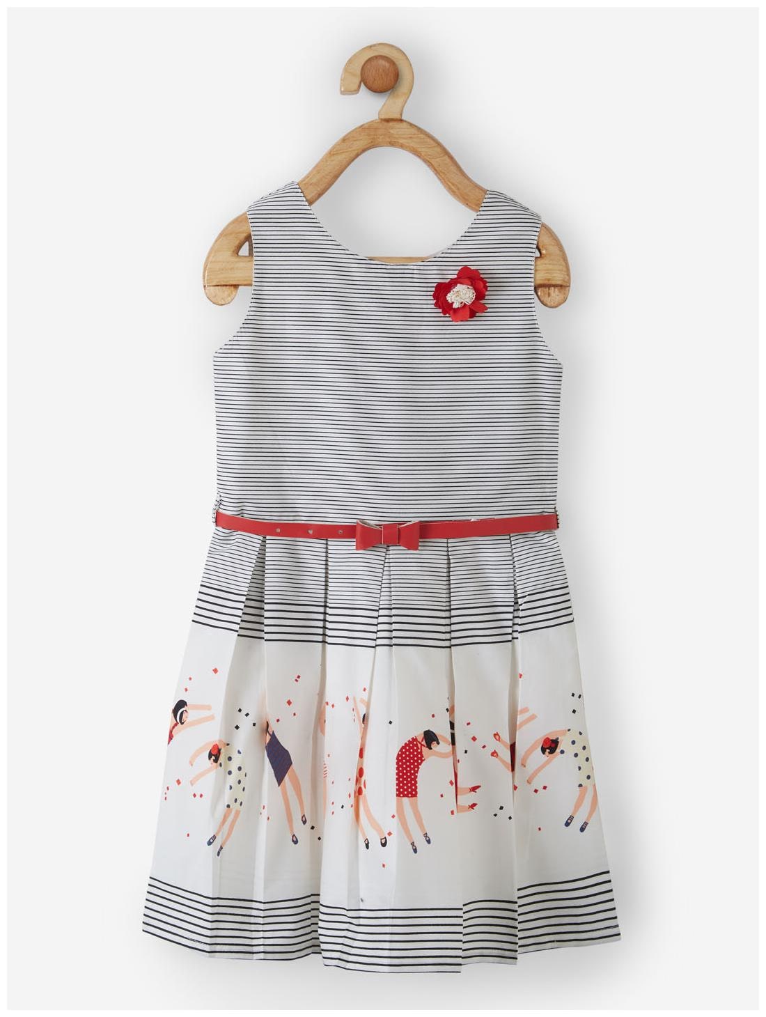 

Powderfly Grey White Cotton Sleeveless Knee Length Princess Frock ( Pack of 1 )