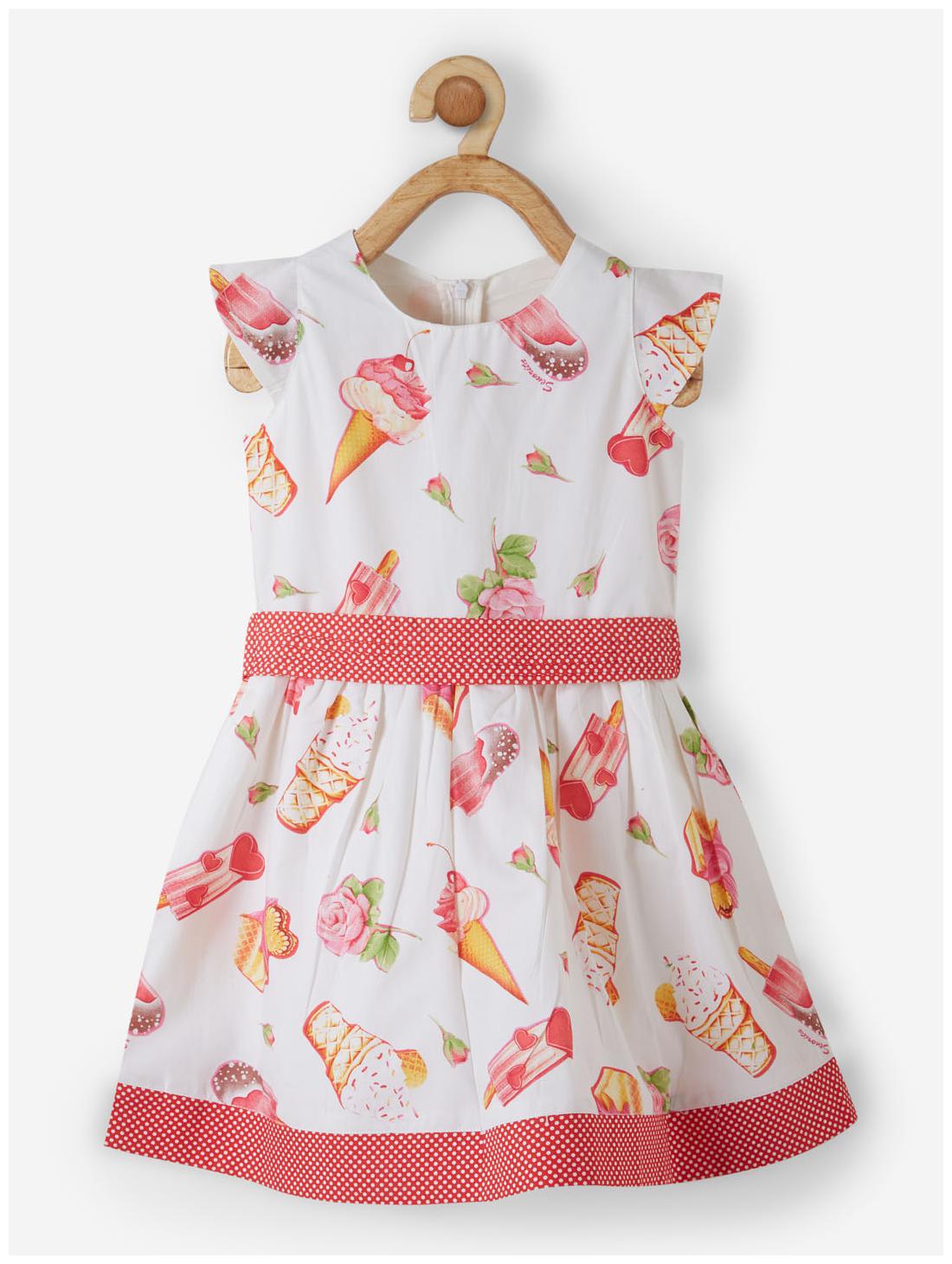 

Powderfly Baby girl Cotton Floral Princess frock - White