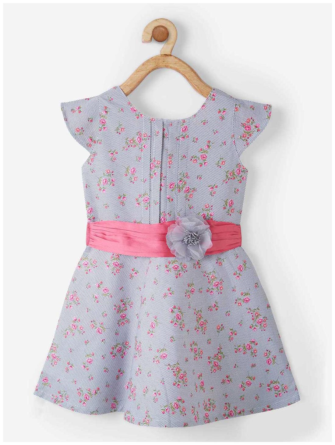 

Powderfly Baby girl Cotton Floral Princess frock - Grey
