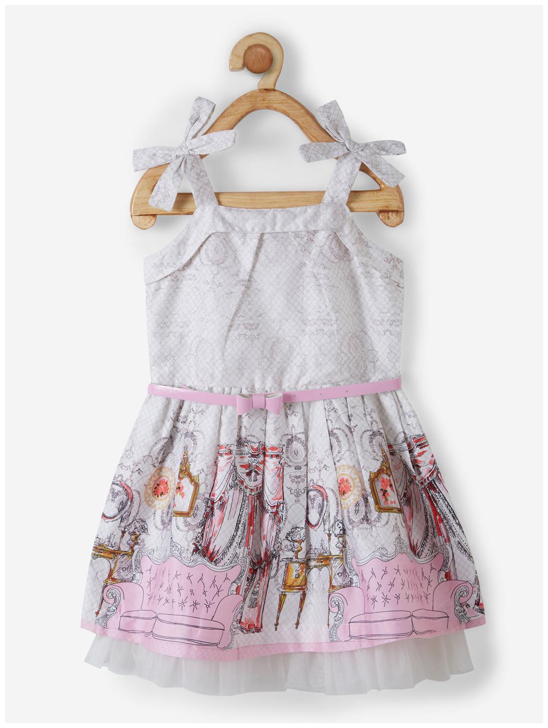 

Powderfly Grey Pink Cotton Sleeveless Knee Length Princess Frock ( Pack of 1 )
