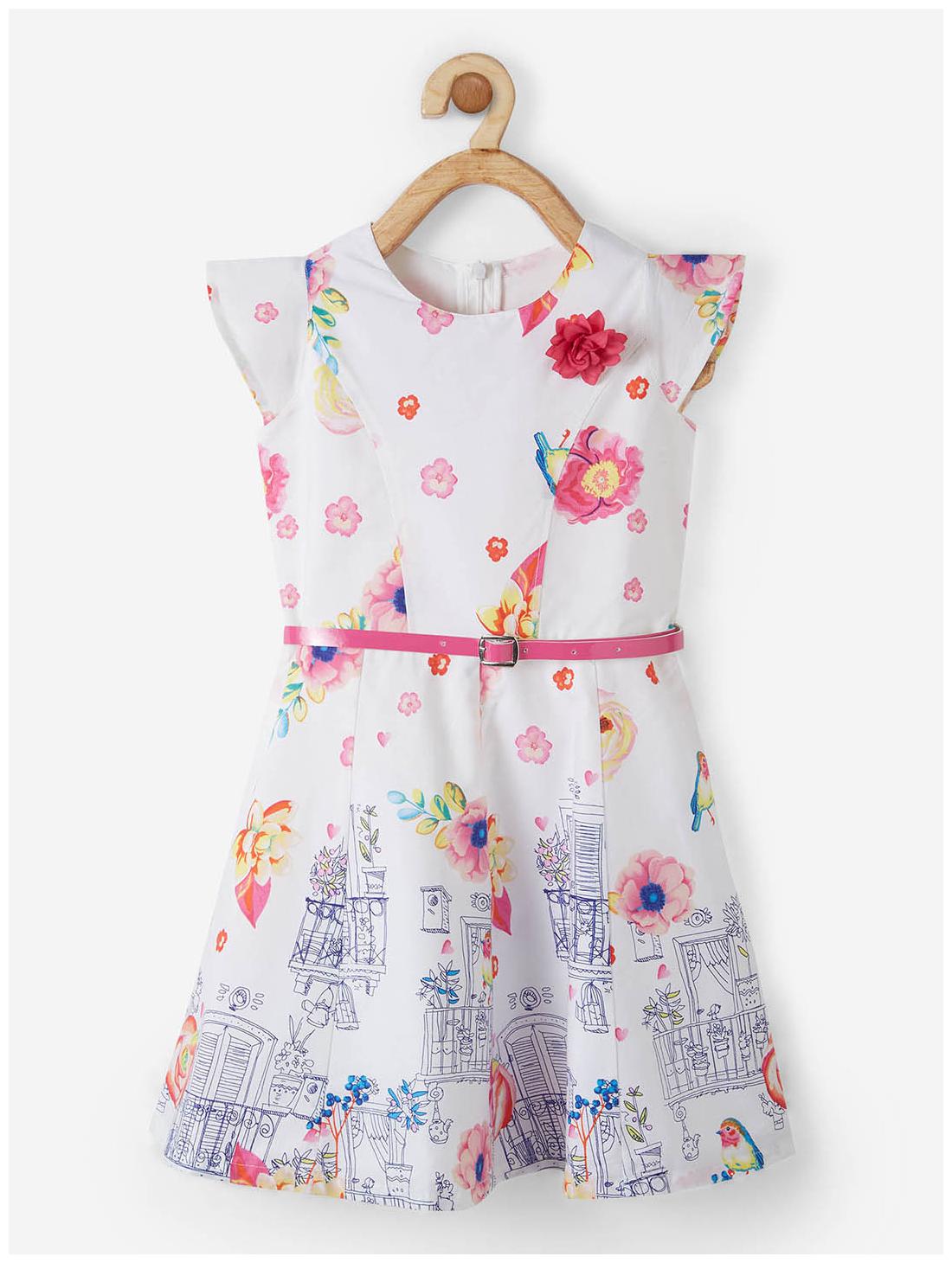 

Powderfly White Cotton Short Sleeves Knee Length Princess Frock ( Pack of 1 )