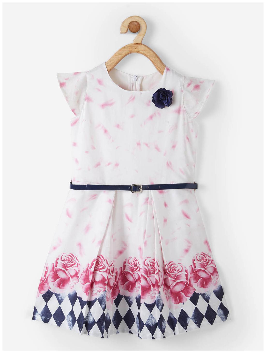 

Powderfly Baby girl Cotton Floral Princess frock - White Pink