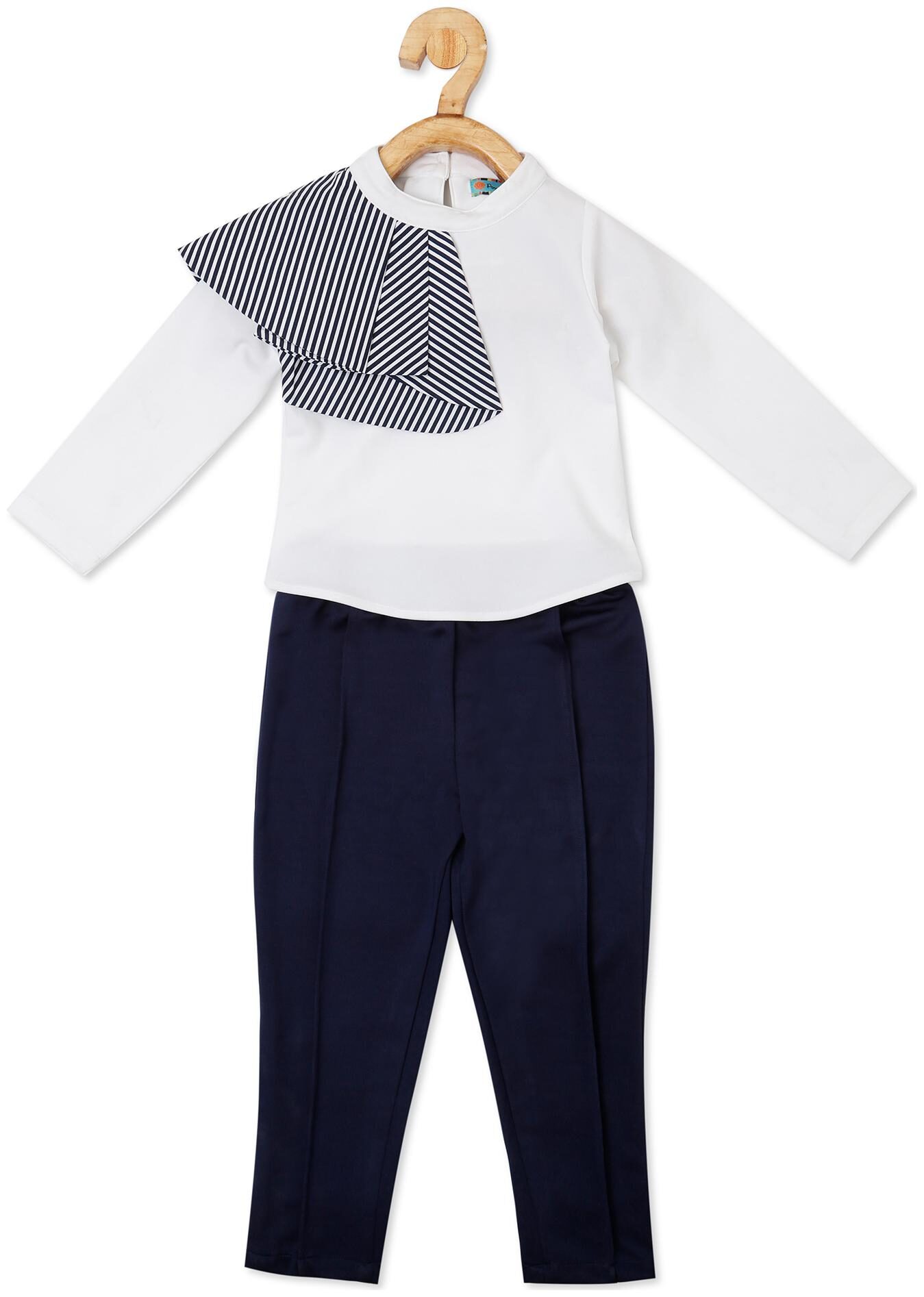 

Powderfly Baby girl Top bottom set - White Blue