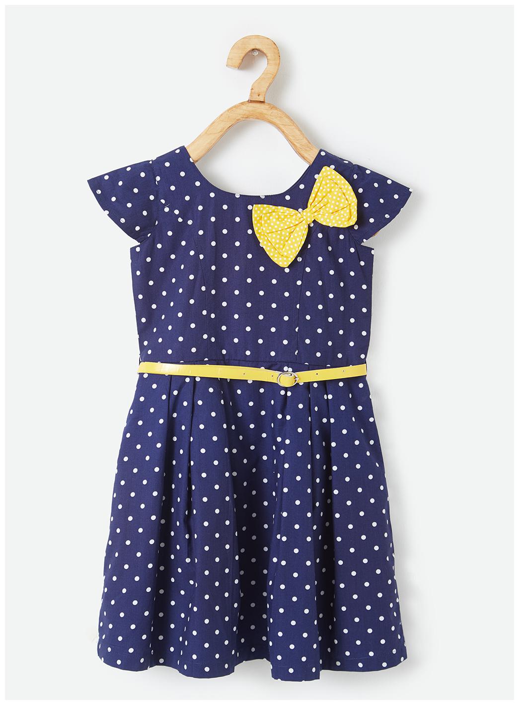 

Powderfly Girl s Cotton Blue Polka Dot Print Dress