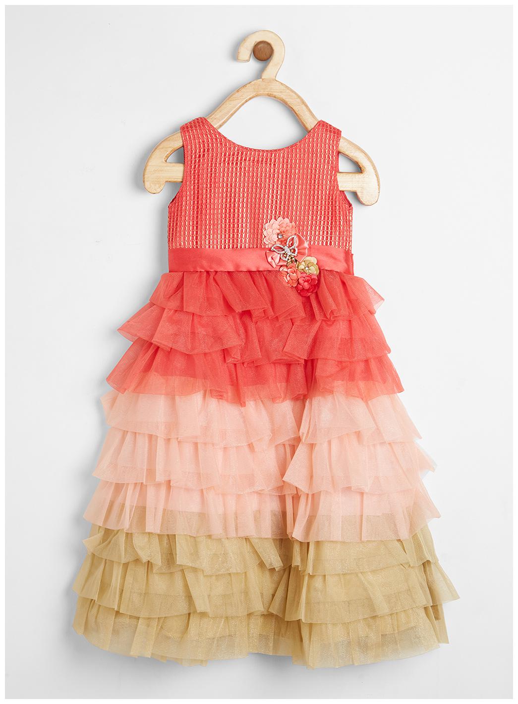 

Powderfly Girl s Red Satin Frill Pattern Dress