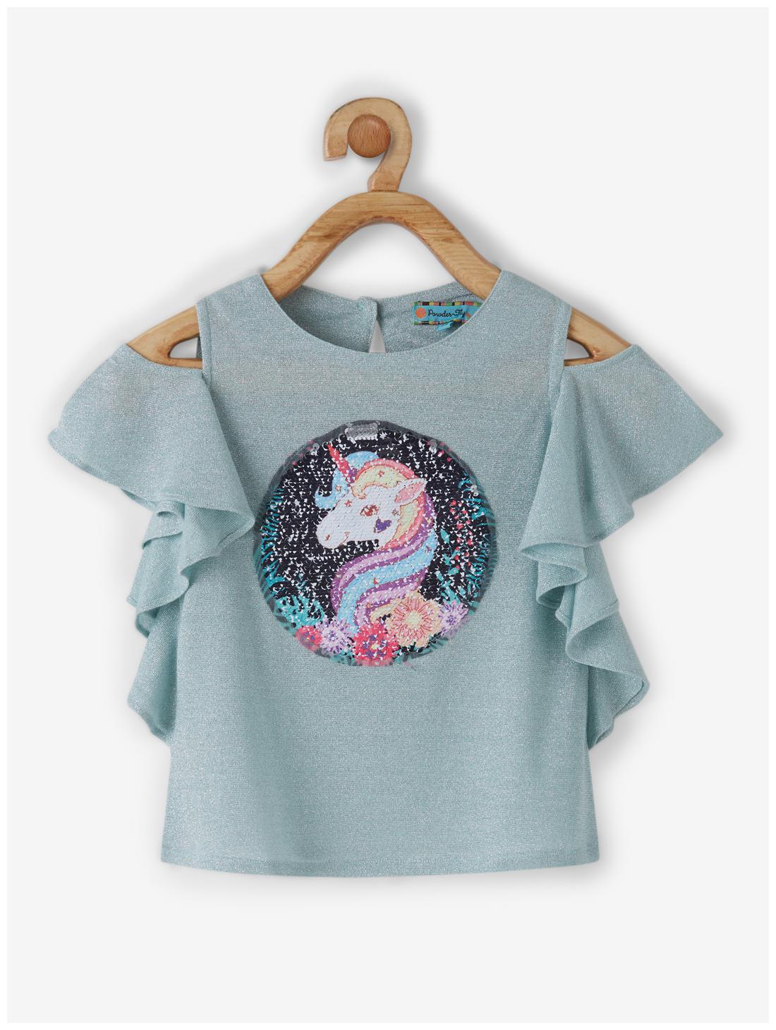 

Powderfly Girl Cotton Printed Top - Green