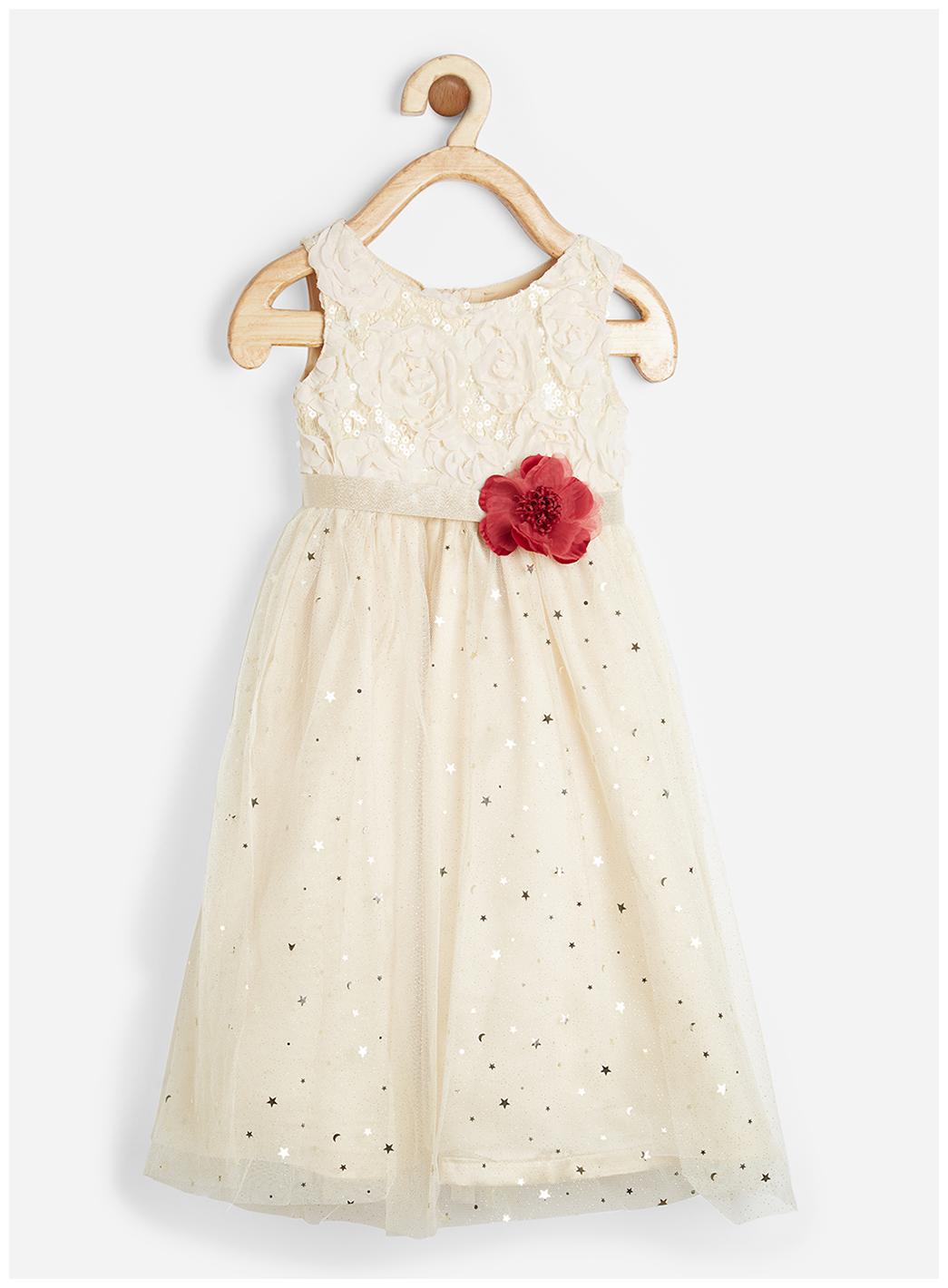 

Powderfly Girl s White Satin Embroidered Sleeveless Dress