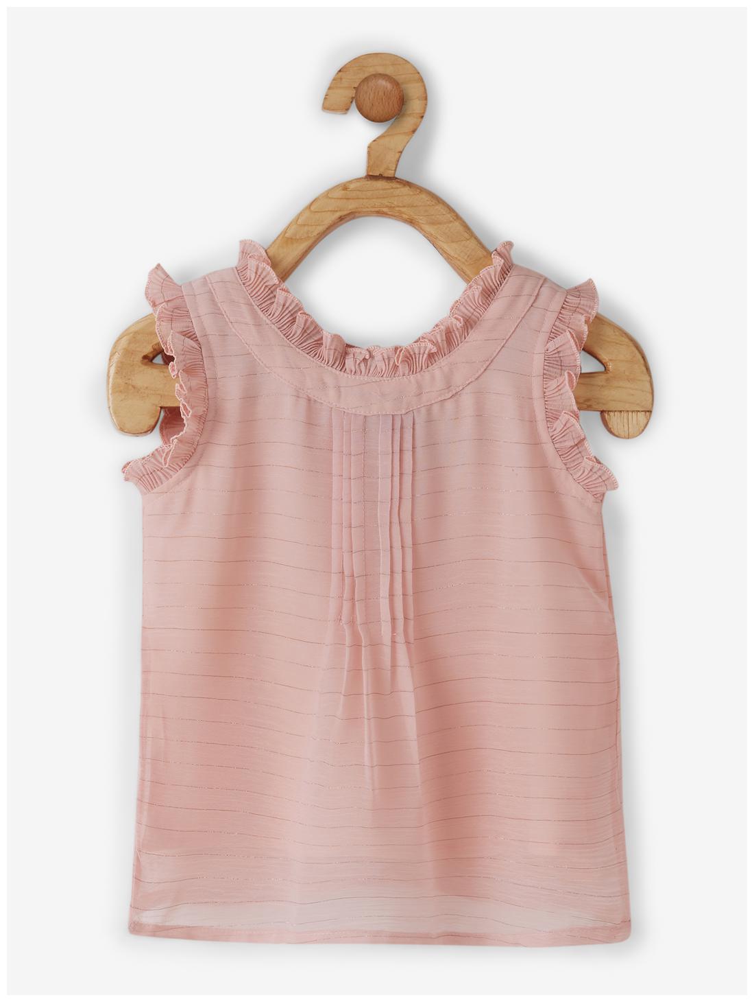 

Powderfly Girl Chiffon Striped Top - Pink