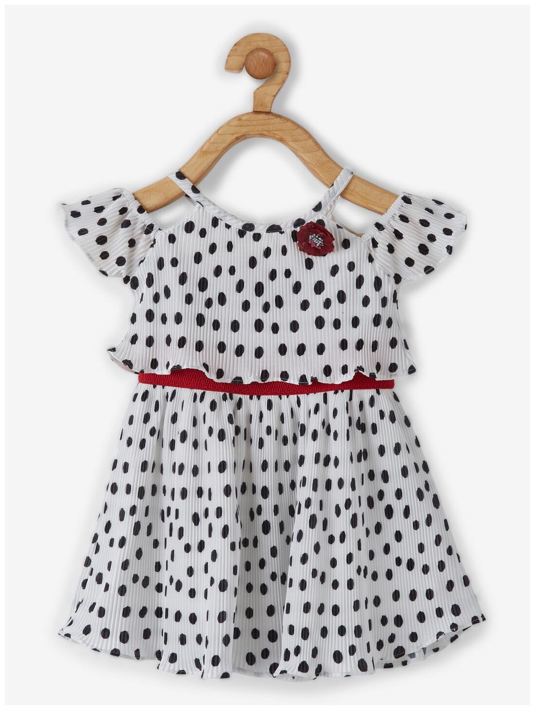 

Powderfly Baby girl Satin Polka dots Princess frock - White