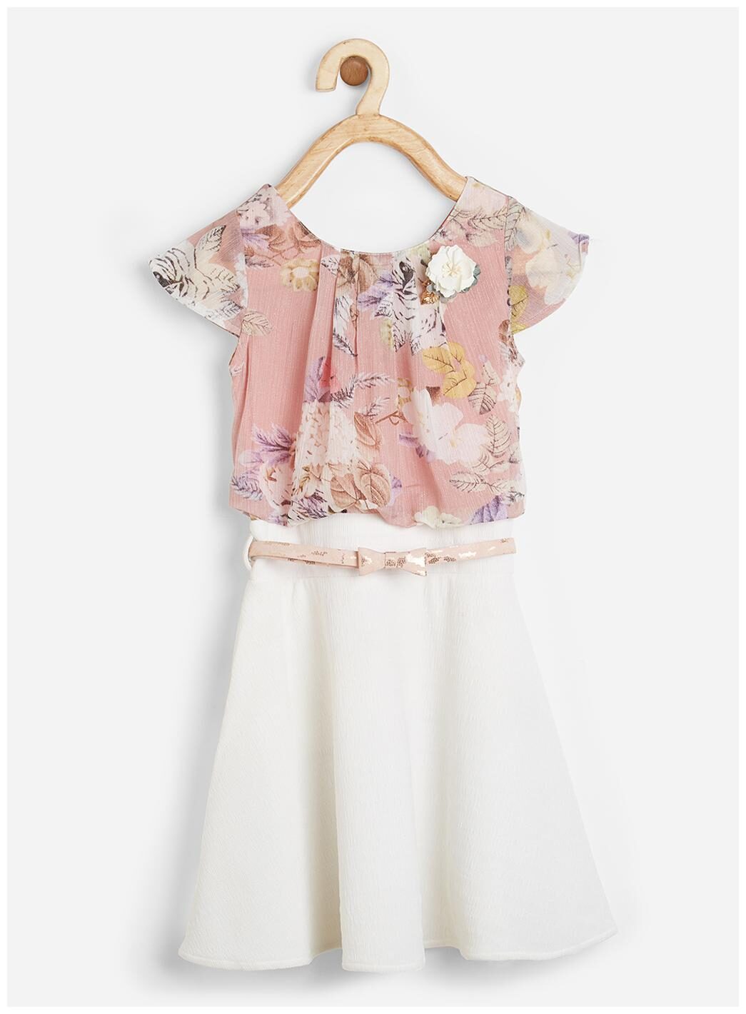 

Powderfly Girl s Satin Pink Round Neck Printed Dress