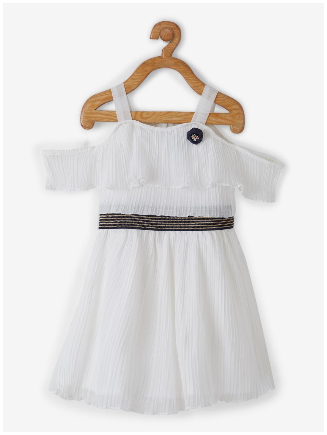 

Powderfly Baby girl Georgette Solid Princess frock - White