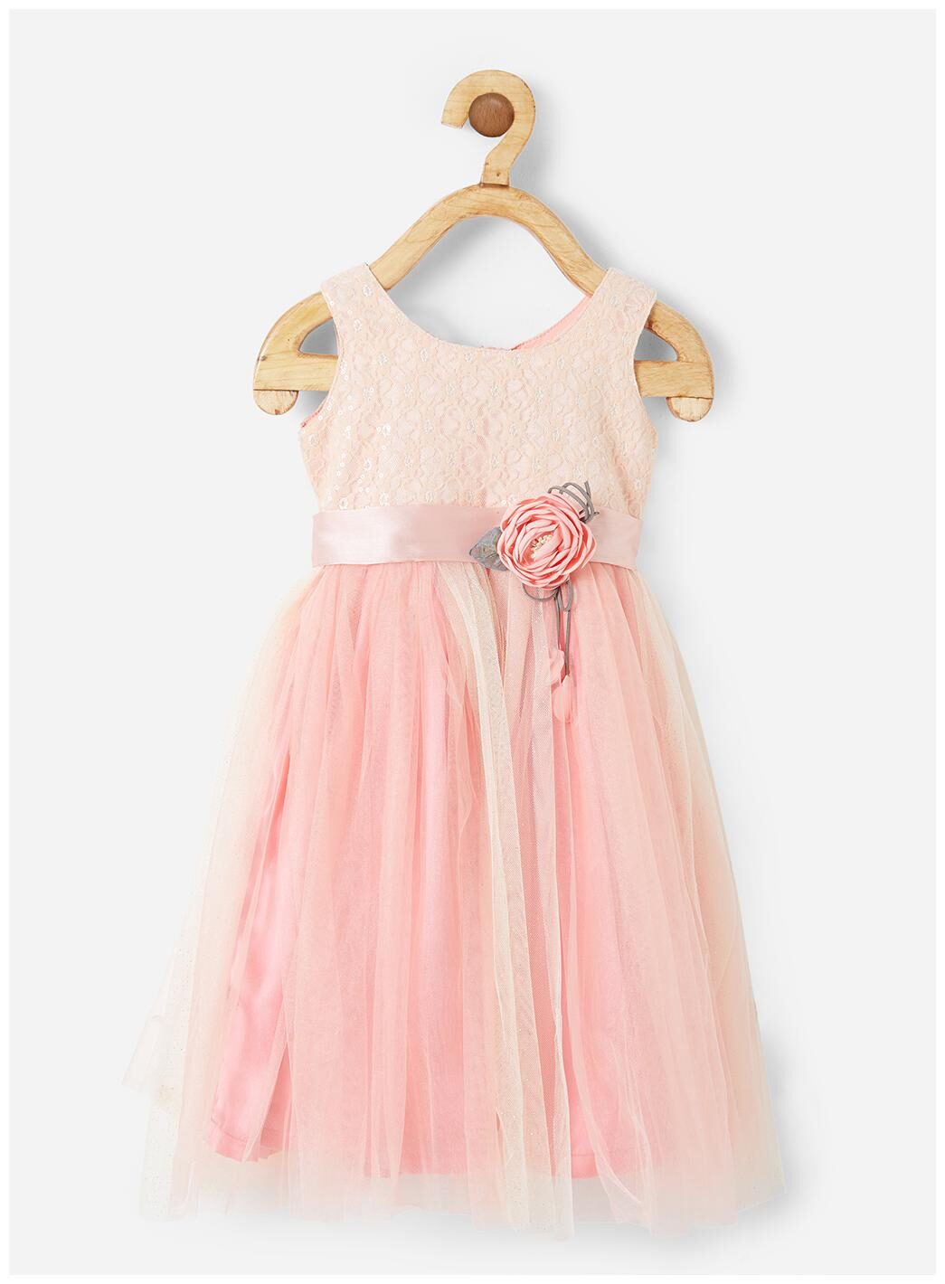 

Powderfly Girl s Pink Linen Embroidered Sleeveless Dress