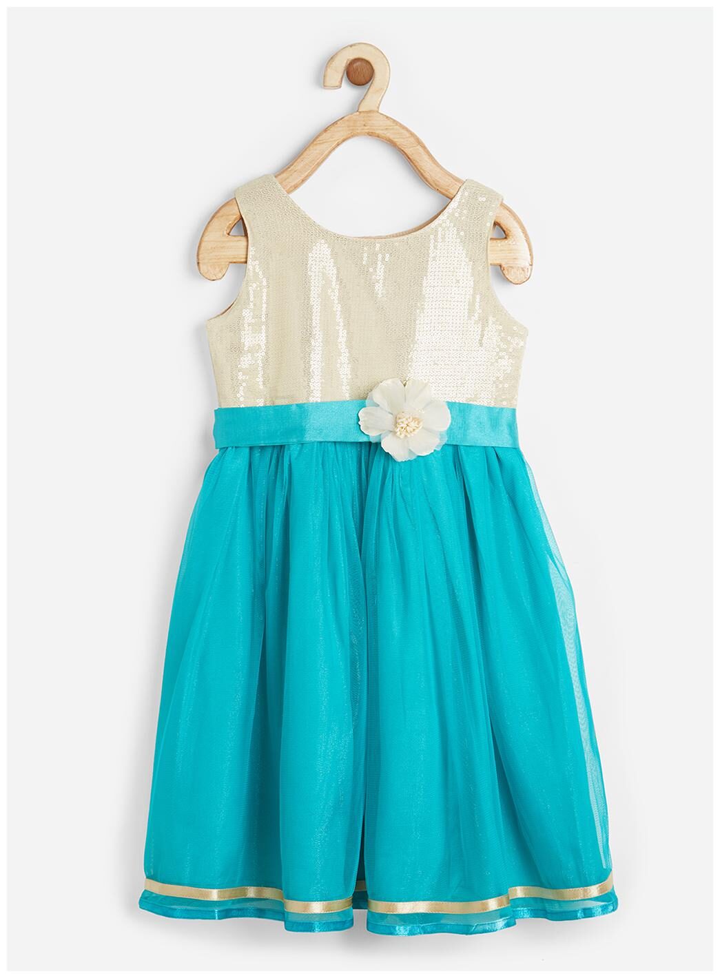 

Powderfly Blue Satin Sleeveless Knee Length Princess Frock ( Pack of 1 )