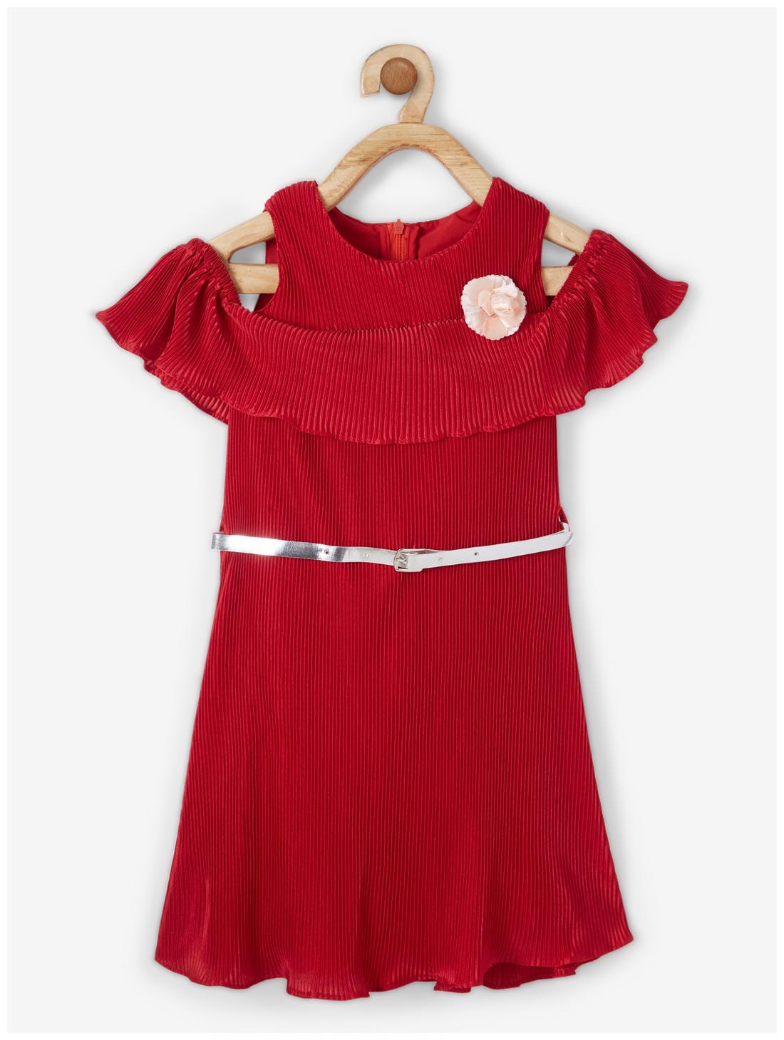 

Powderfly Baby girl Satin Solid Princess frock - Red
