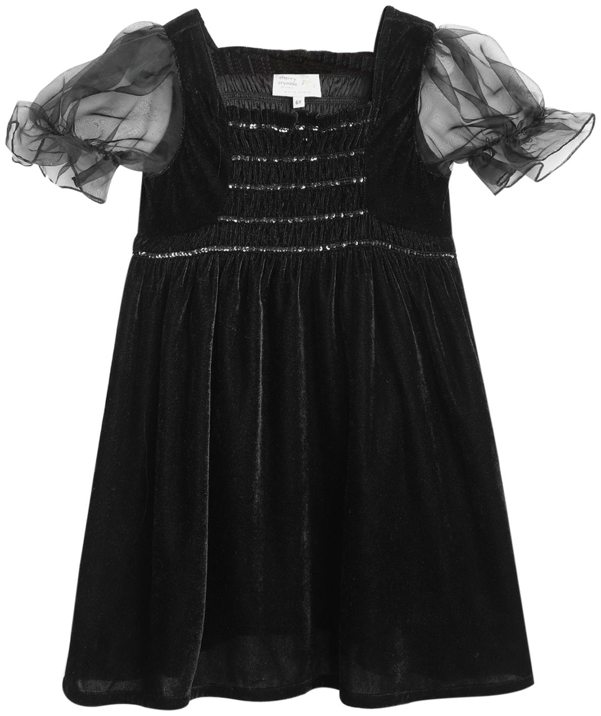 

Cherry Crumble By Nitt Hyman Baby girl Polyester Solid Princess frock - Black
