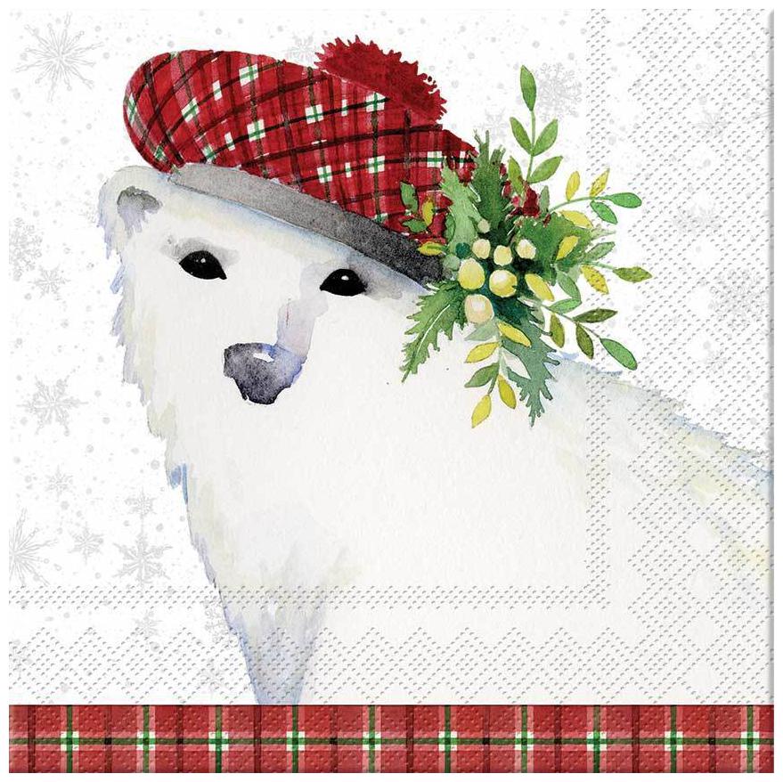

Punch Studio H8 Christmas Kitchen Dining Party Paper Napkins - Snowy Friends